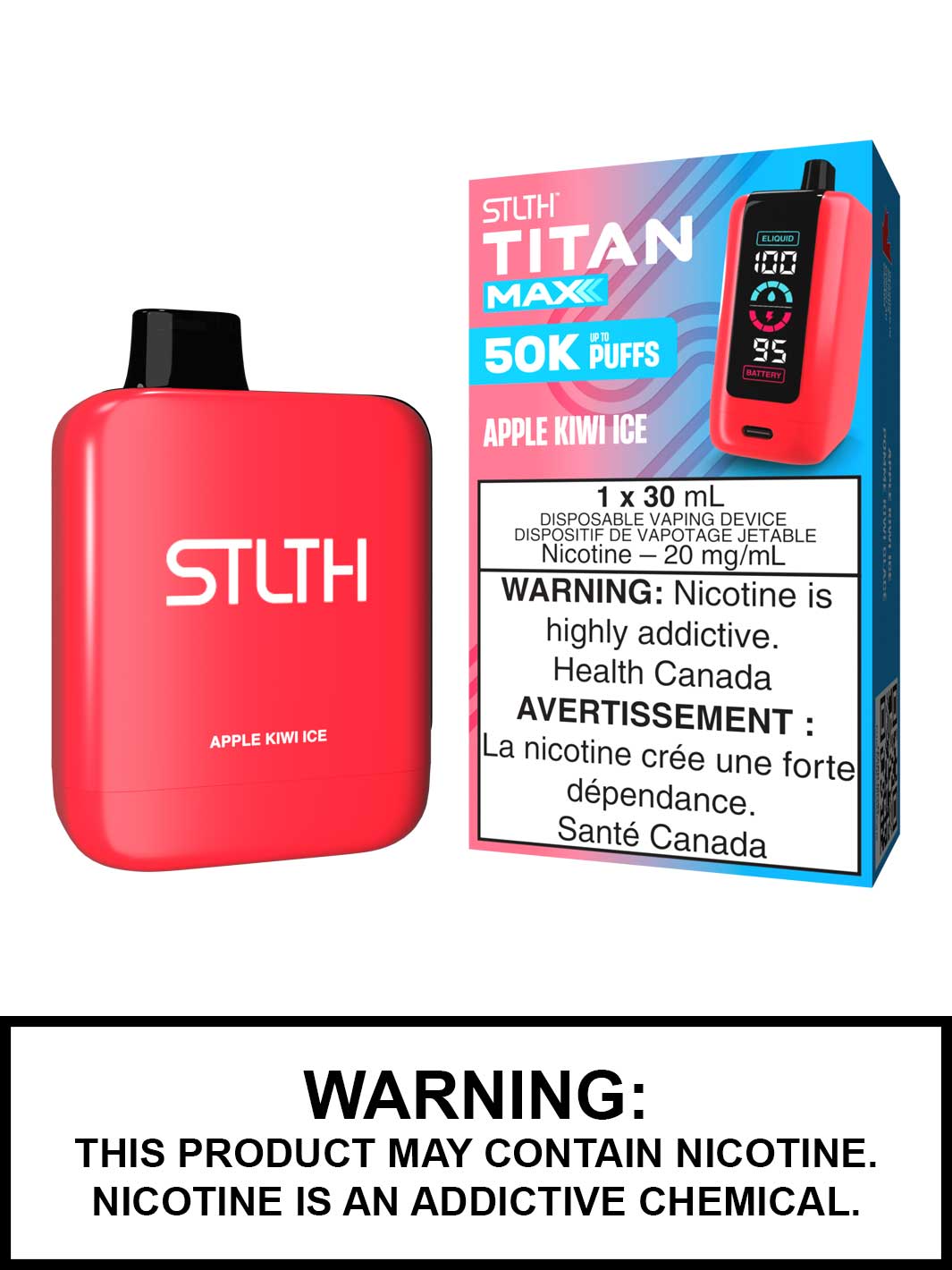 Apple Kiwi Ice STLTH Titan Max Disposable Vape, 50K STLTH Vape, Vape360 Canada