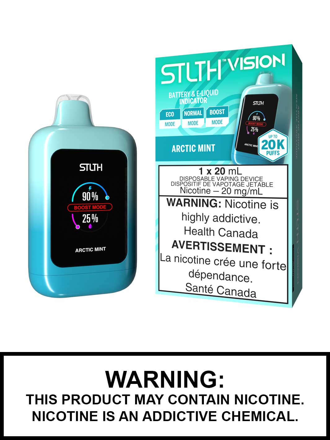 Arctic Mint STLTH Vision Disposable Vape, STLTH Vape, Vape360 Canada