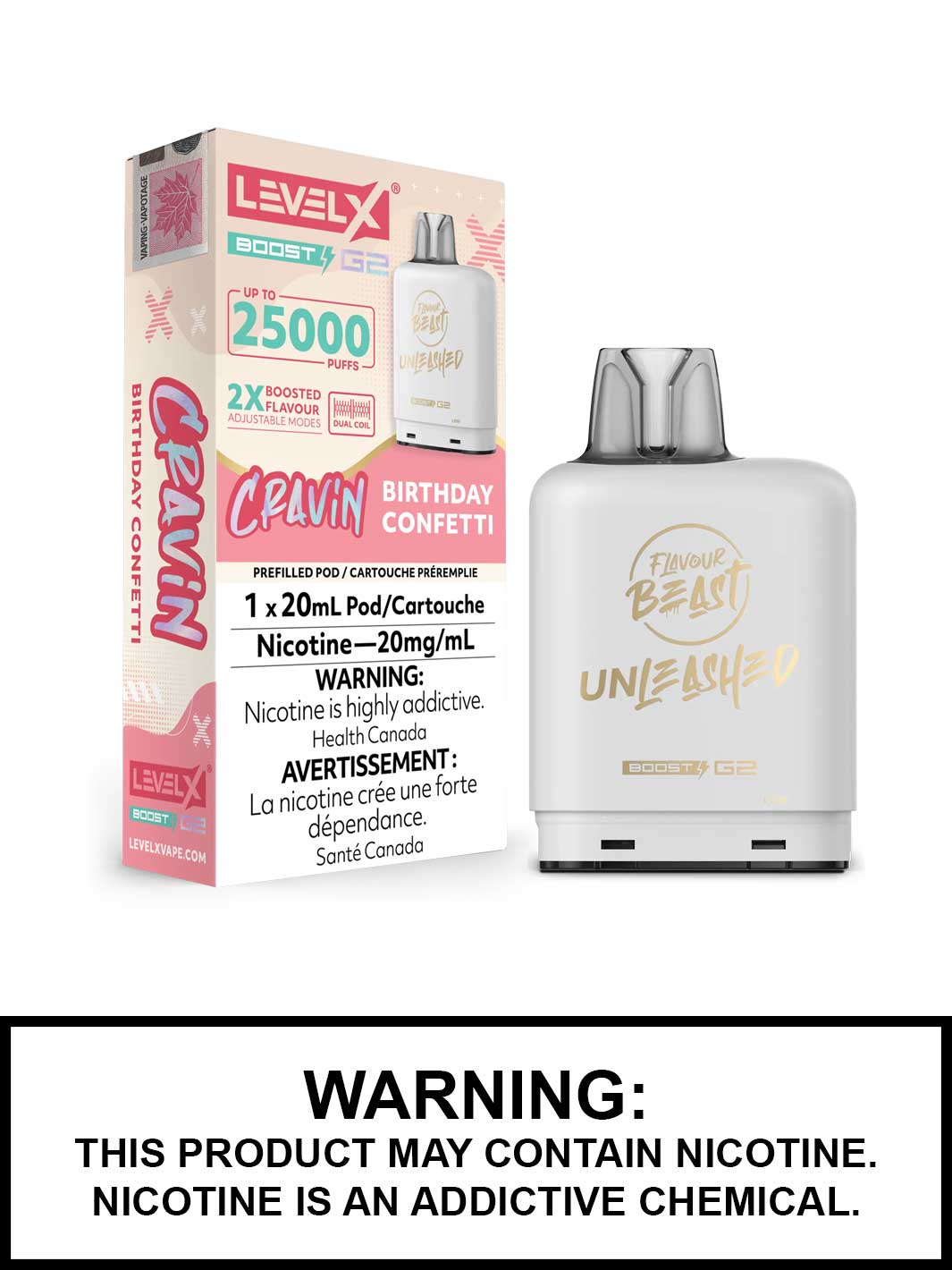 Birthday Confetti Unleashed Flavour Beast Level X Boost G2 Pods, Level X Vape, Vape360 Canada