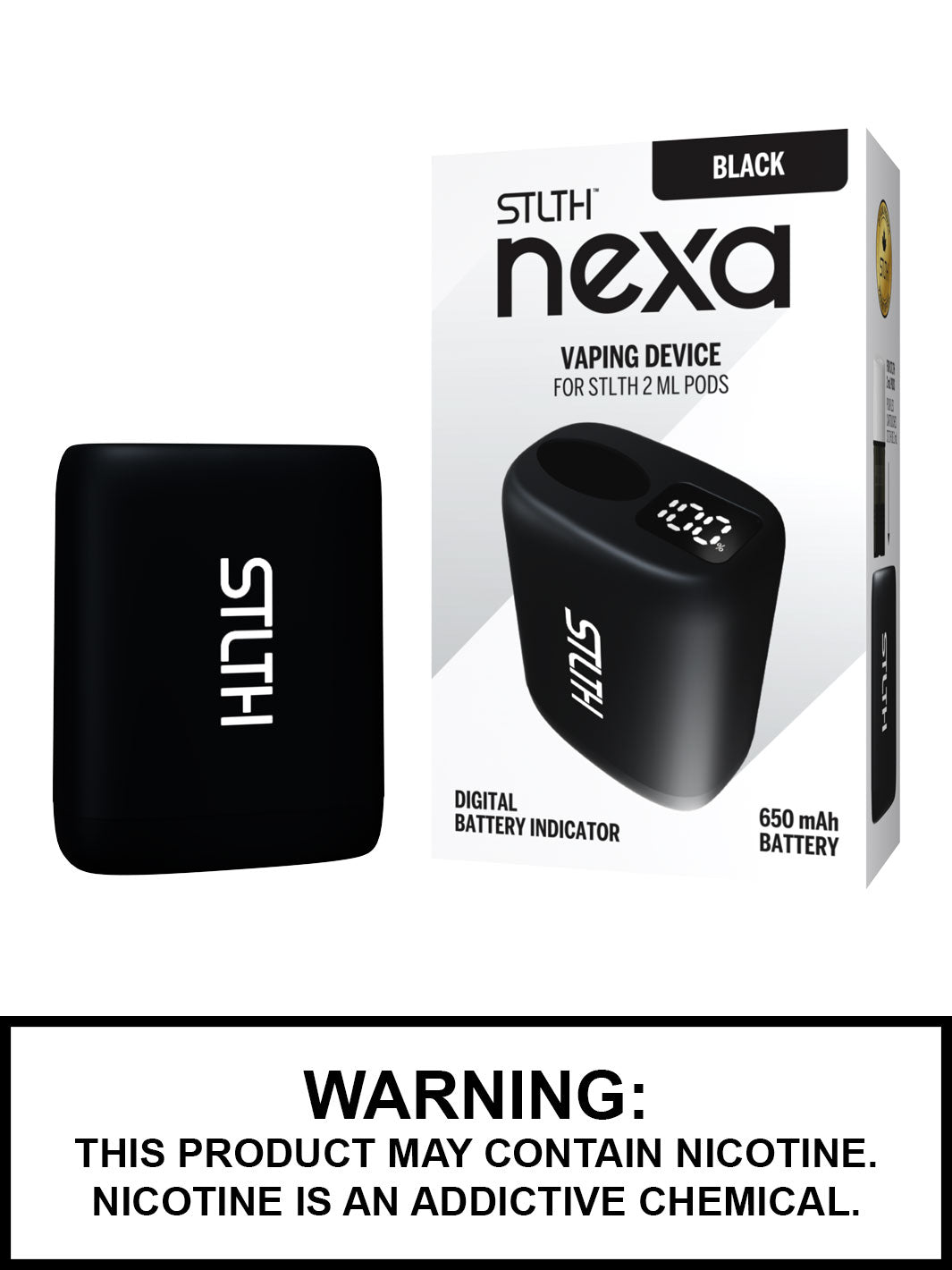 Black STLTH Nexa Device Pod Vape, STLTH Vape, Vape360 Canada