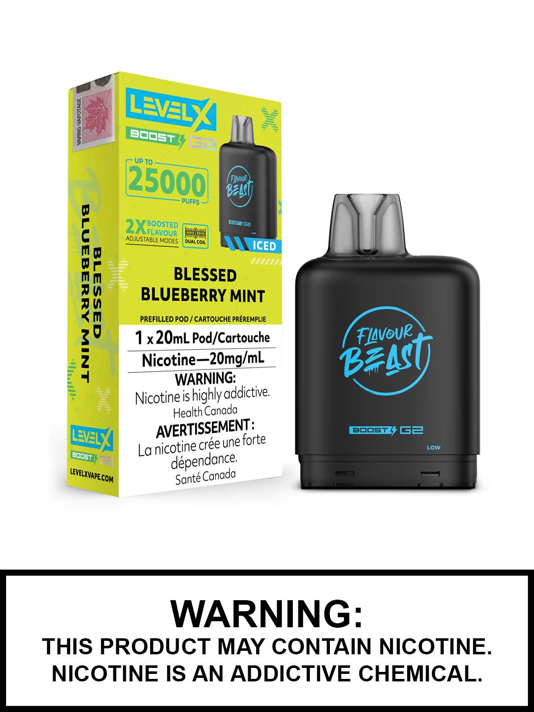 Blessed Blueberry Mint Iced Flavour Beast Level X Boost G2 Pods, Level X Vape, Vape360 Canada