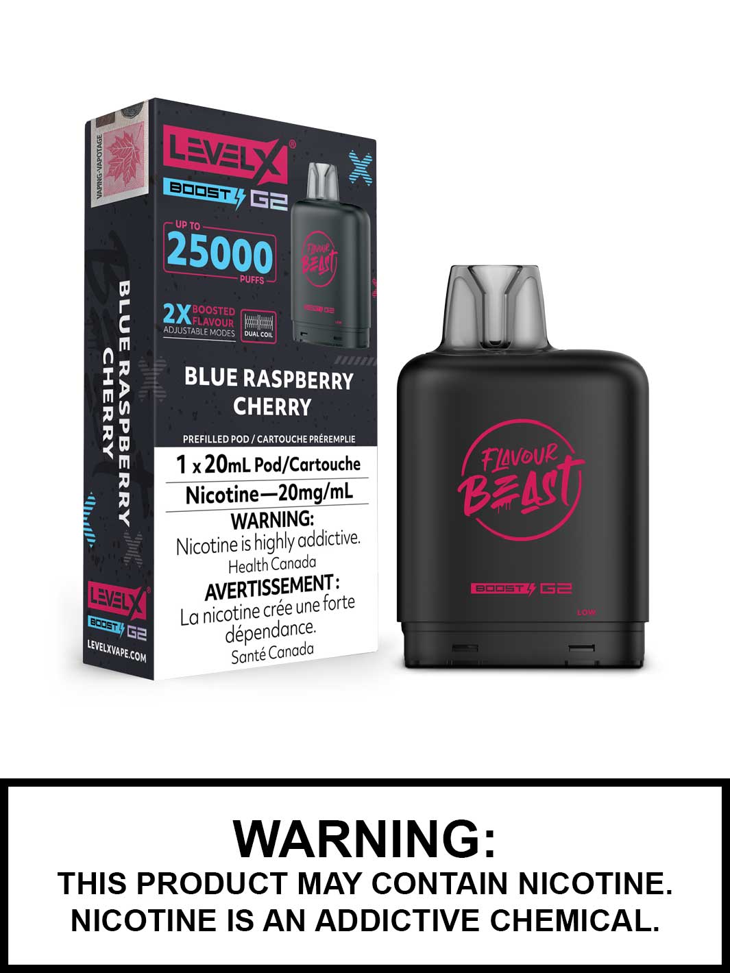 Blue Raspberry Cherry Flavour Beast Level X Boost G2 Pods, Level X Vape, Vape360 Canada