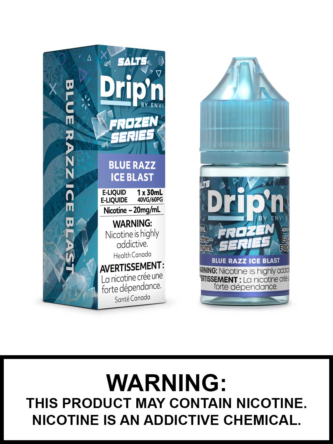 Blue Razz Ice Blast Dripn By Envi Salt Nic Vape Juice, Drip'n Vape, Frozen Series, Vape360 Canada