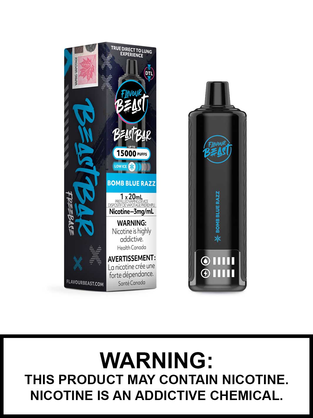 Bomb Blue Razz Low Ice Flavour Beast Beast Bar 15K Disposable Vape, Flavour Beast Vape, Vape360 Canada