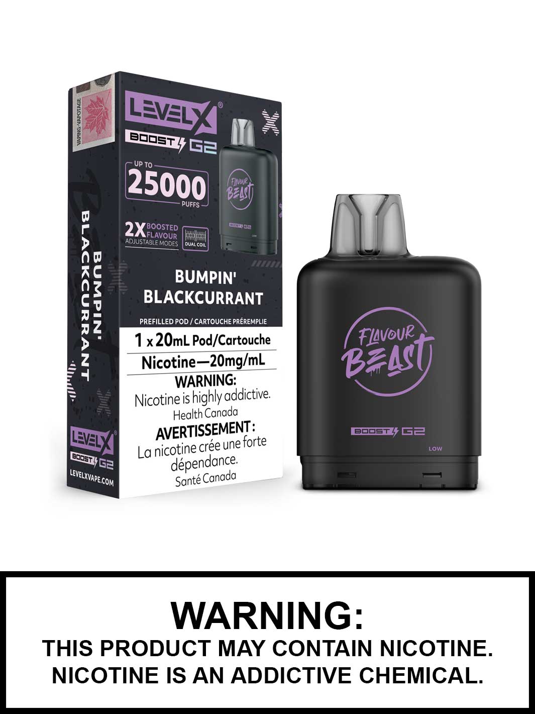 Bumpin Blackcurrant Flavour Beast Level X Boost G2 Pods, Level X Vape, Vape360 Canada