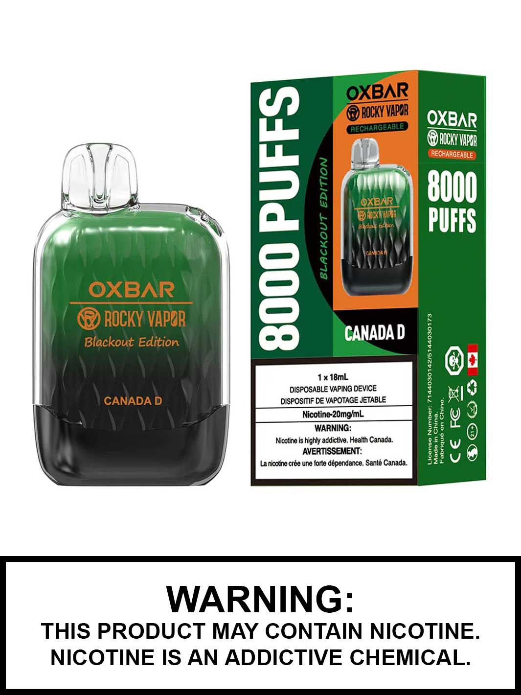 Canada D Oxbar G8000 Disposable Vape 8000 Puffs Vape360