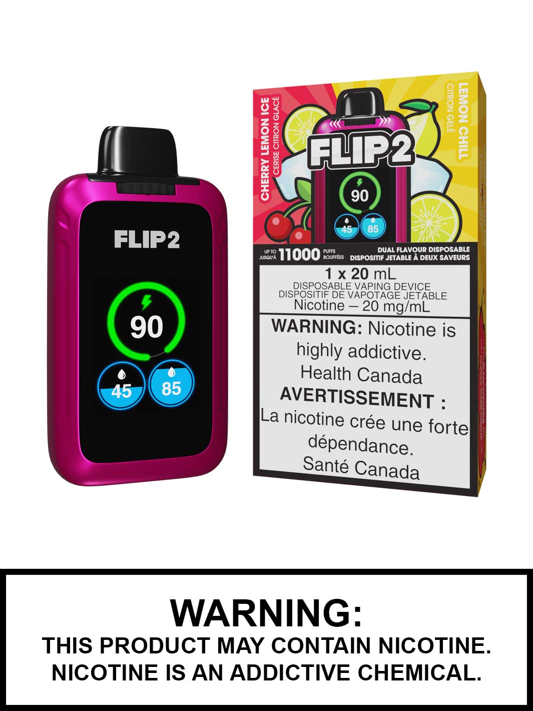 Cherry Lemon Ice and Lemon Ice Flip 2 Disposable Vape by Flip Bar, Vape360 Canada