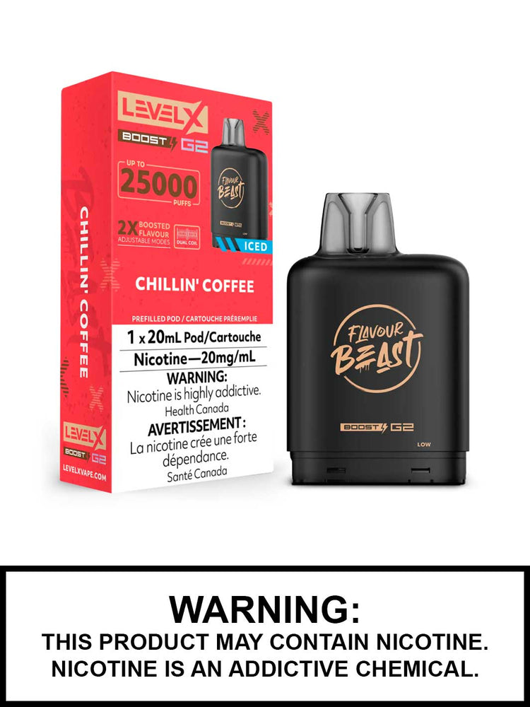 Chillin Coffee Iced Flavour Beast Level X Boost G2 Pods, Level X Vape, Vape360 Canada