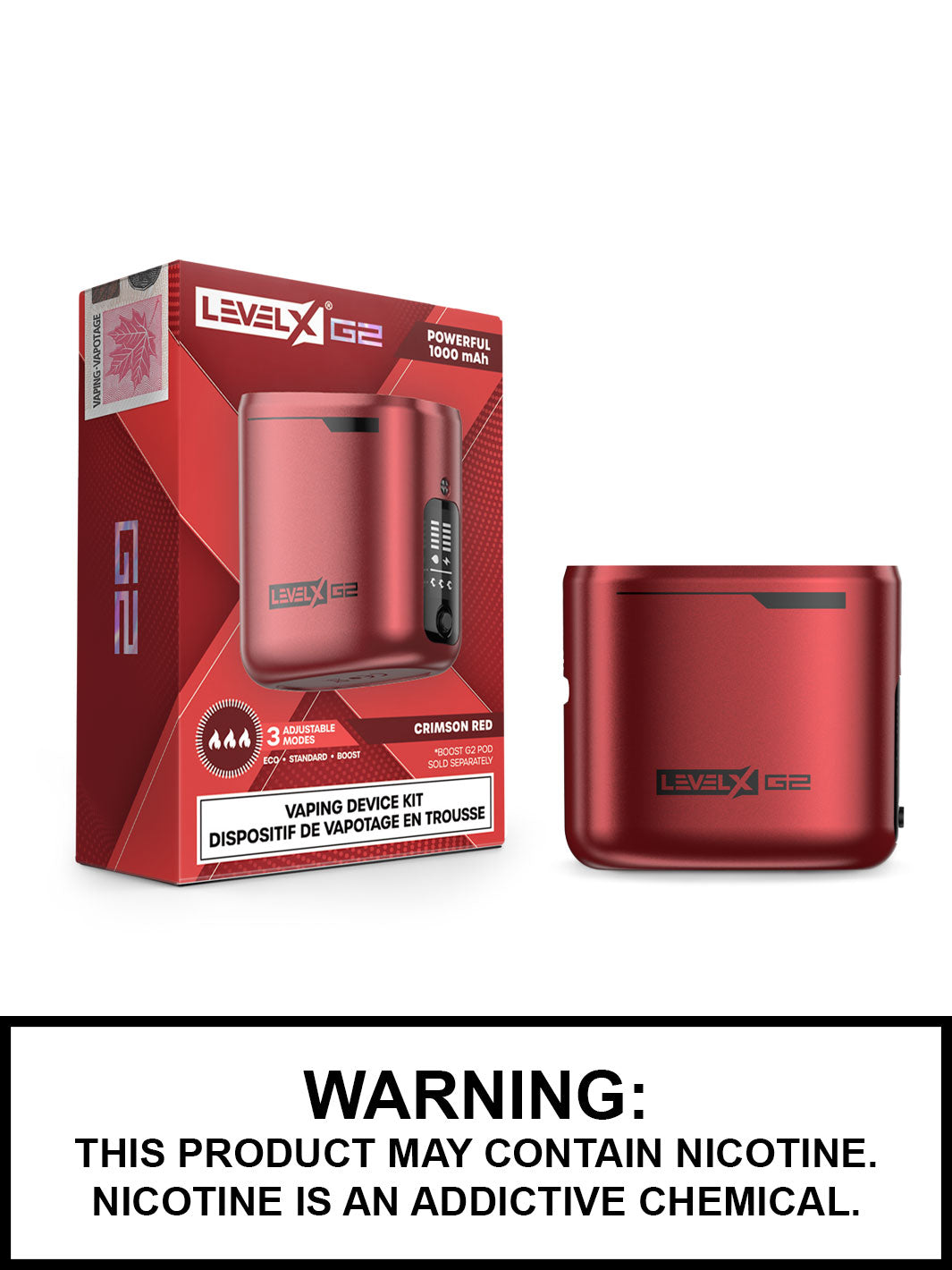 Crimson Red Level X Boost G2 Battery, Level X Vape, Vape360 Canada