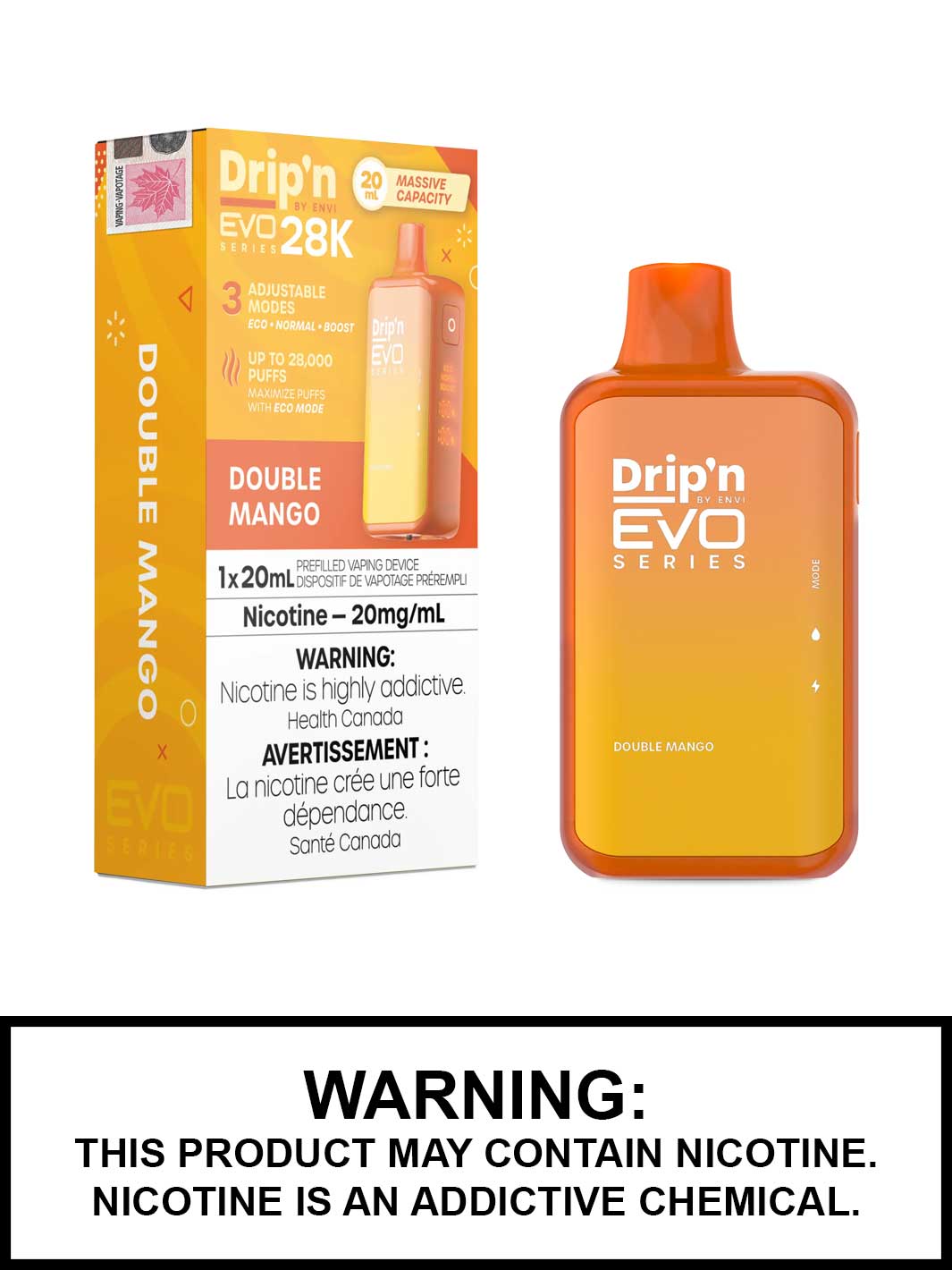 Double Mango Dripn EVO 28K Disposable Vape by ENVI, Vape360 Canada