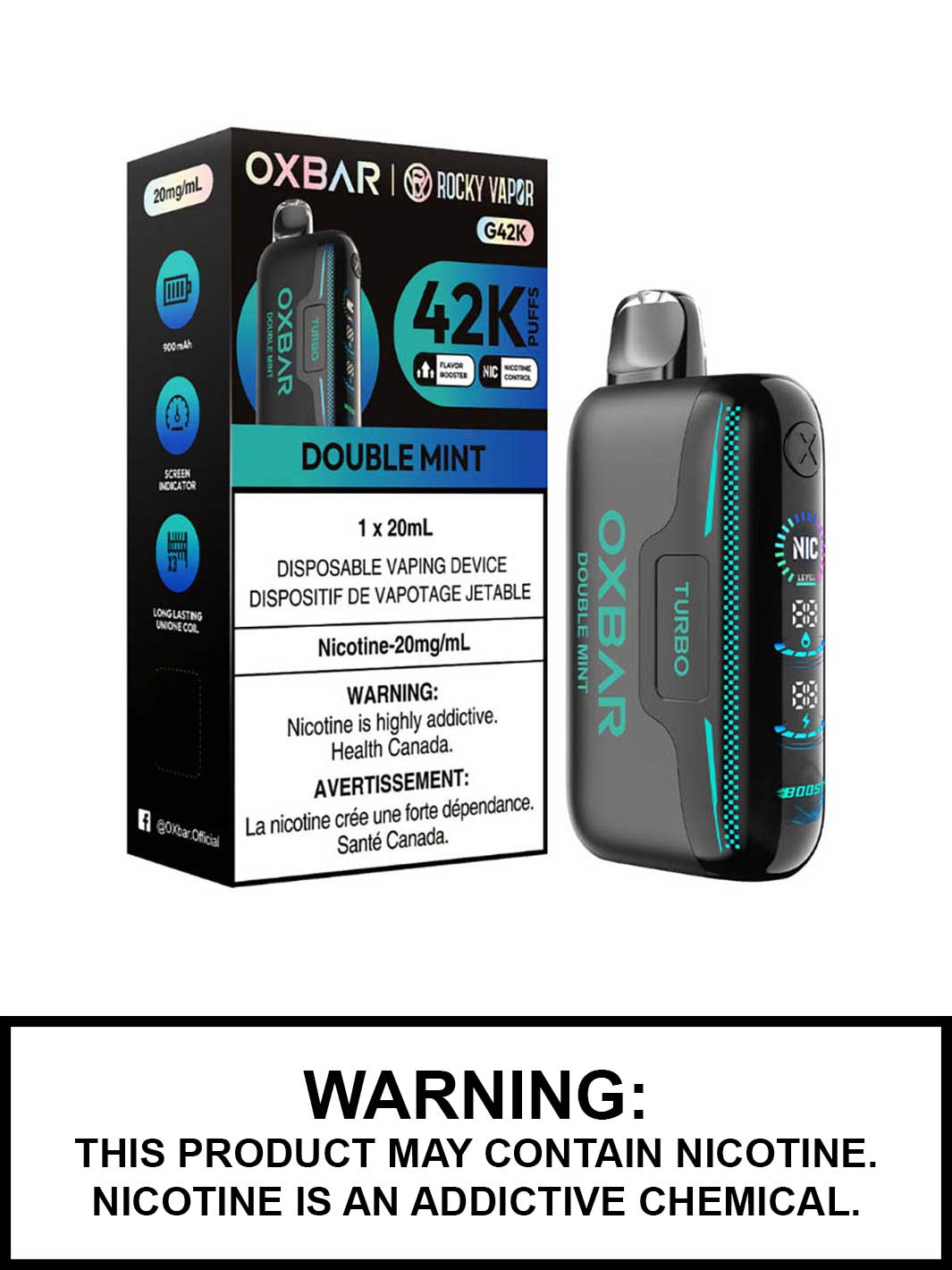 Double Mint Oxbar G42K Disposable Vape, Oxbar Rocky Vapor, Oxbar Vape, Vape360 Canada