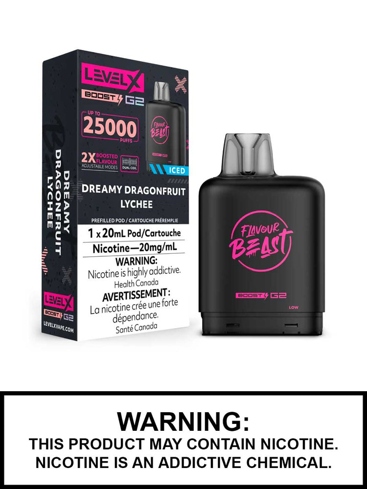 Dreamy Dragonfruit Lychee Iced Flavour Beast Level X Boost G2 Pods, Level X Vape, Vape360 Canada