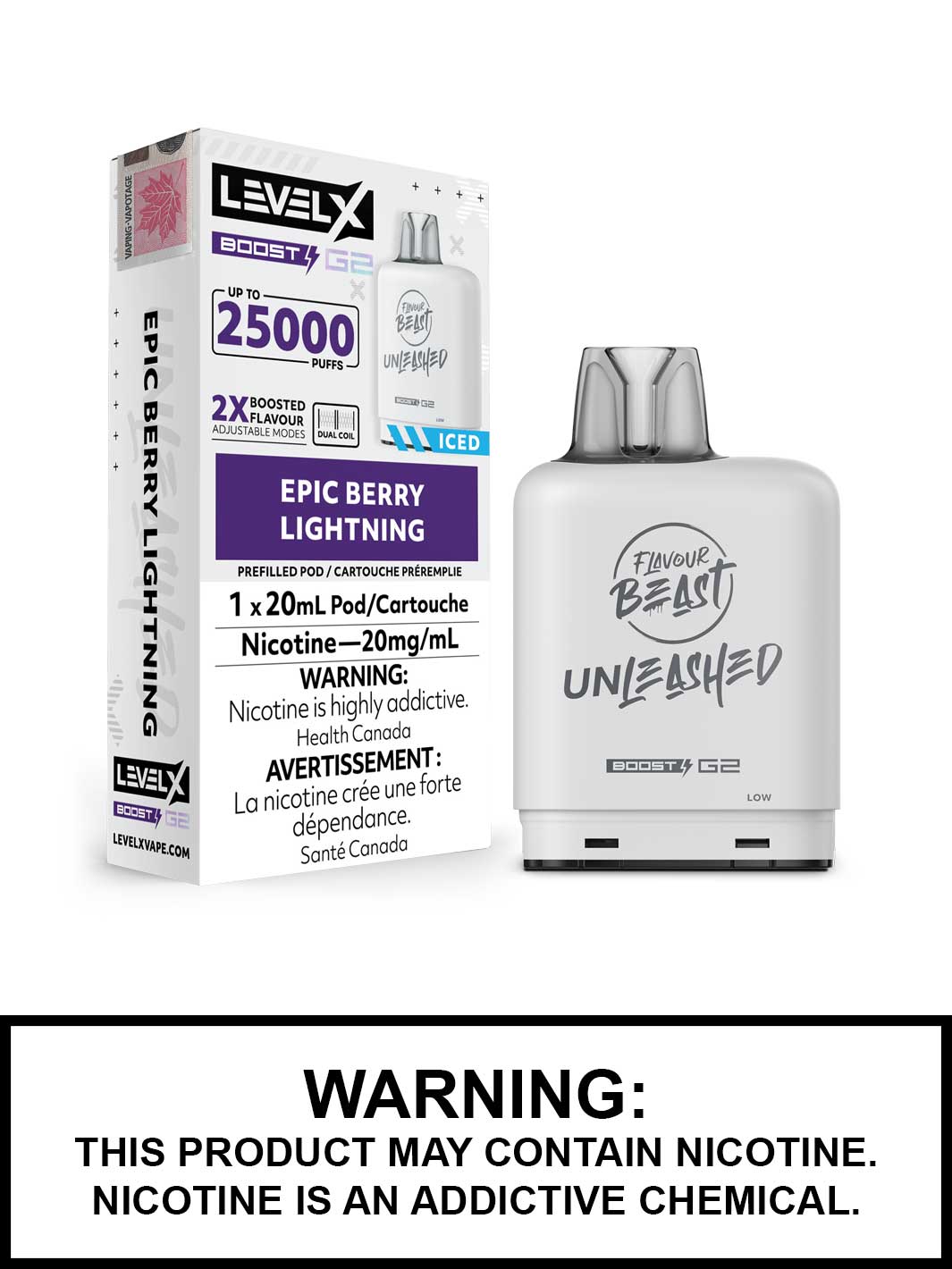 Epic Berry Lightning Iced Flavour Beast Level X Pods, Unleashed Boost G2 Pods, Flavour Beast Pods, Vape360 Canada