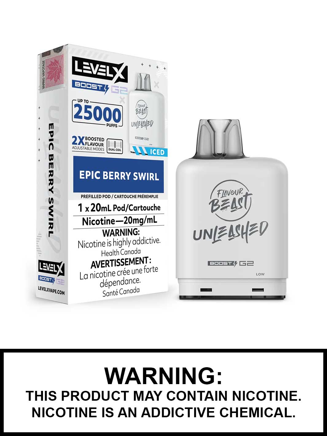 Epic Berry Swirl Iced Flavour Beast Unleashed Level X Boost G2 Pods, Level X Vape, Vape360 Canada