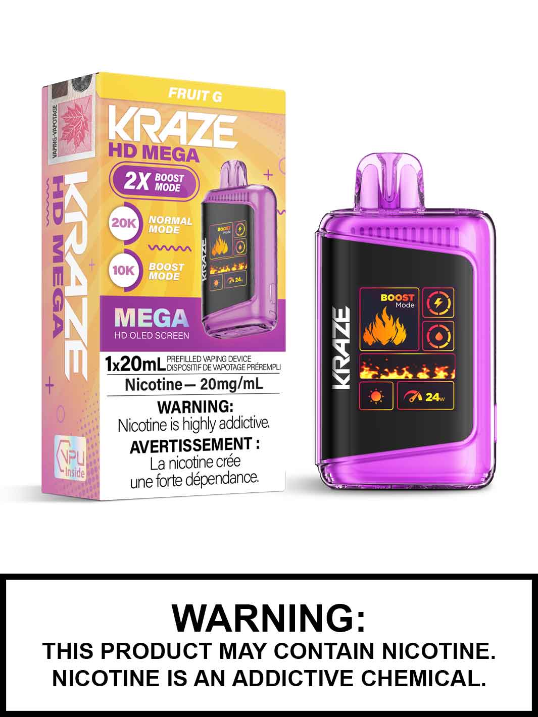 Fruit G Kraze HD Mega Disposable Vape, Kraze Vape, Vape360 Canada