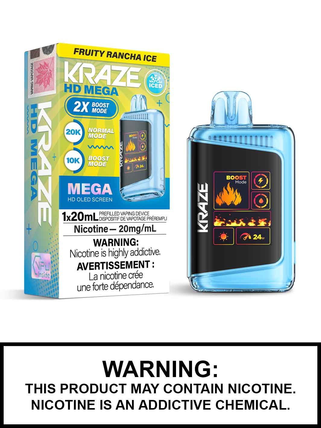 Fruity Rancha Ice Kraze HD Mega Disposable Vape, Kraze Vape, Vape360 Canada