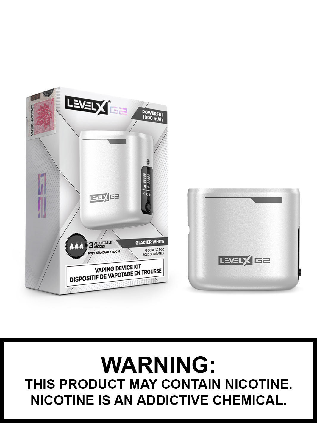 Glacier White Level X Boost G2 Battery, Level X Vape, Vape360 Canada