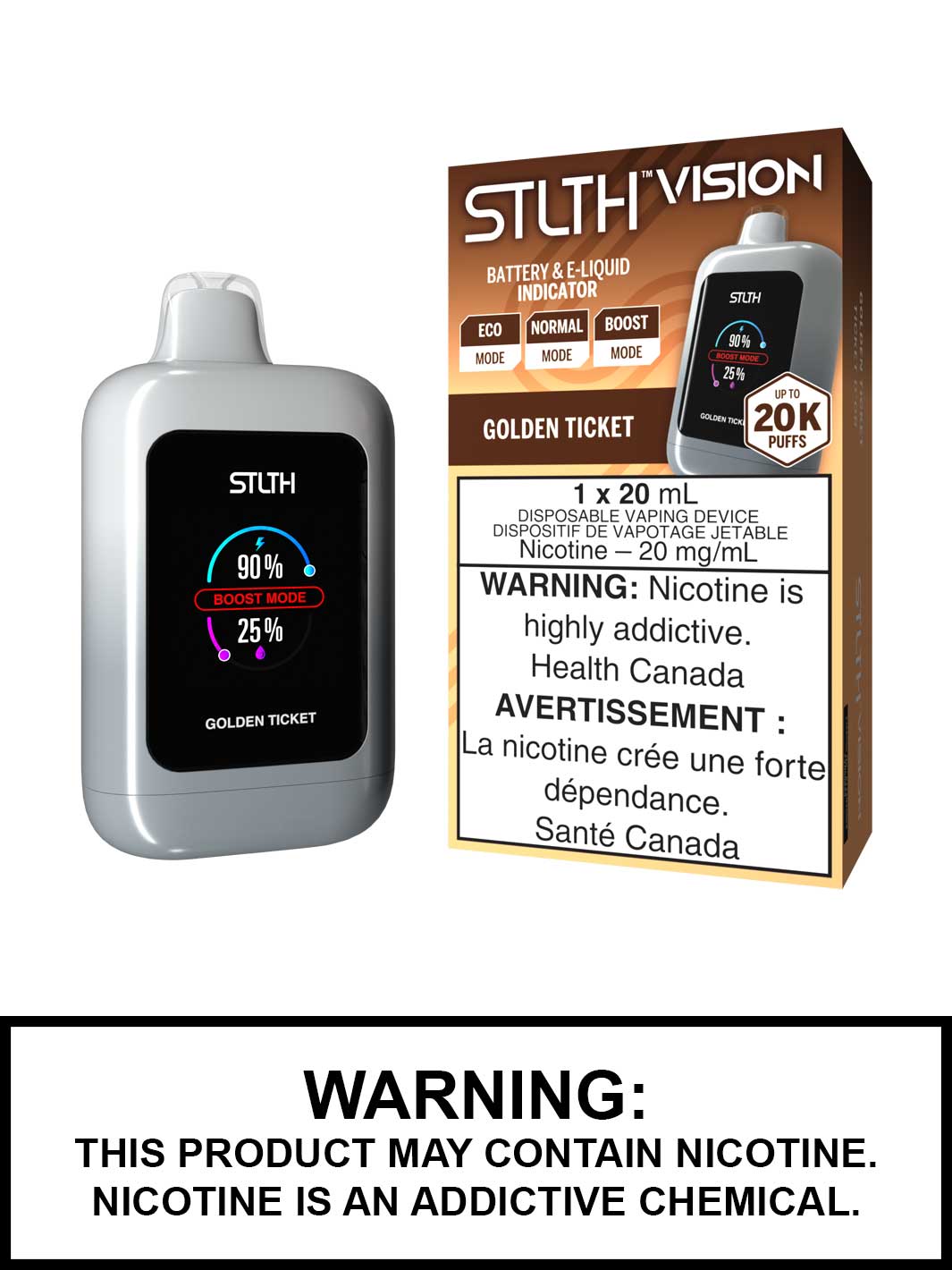 Golden Ticket STLTH Vision Disposable Vape, STLTH Vape, Vape360 Canada