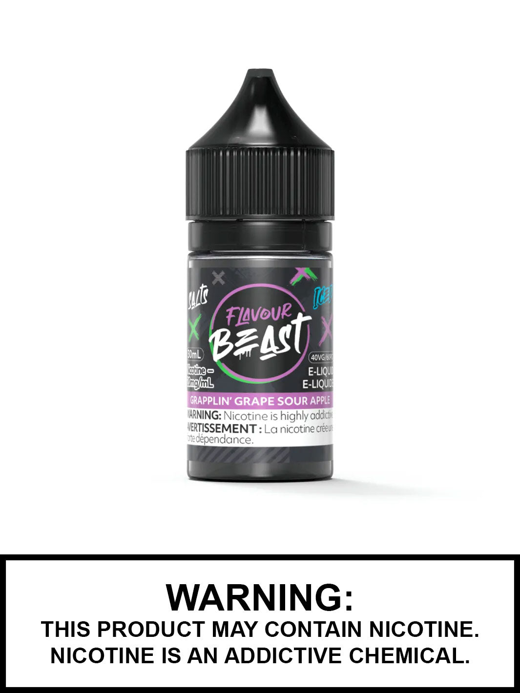 Grapplin Grape Sour Apple Iced Flavour Beast Salts, Salt Nic Flavour Beast Flavours, Vape360 Canada