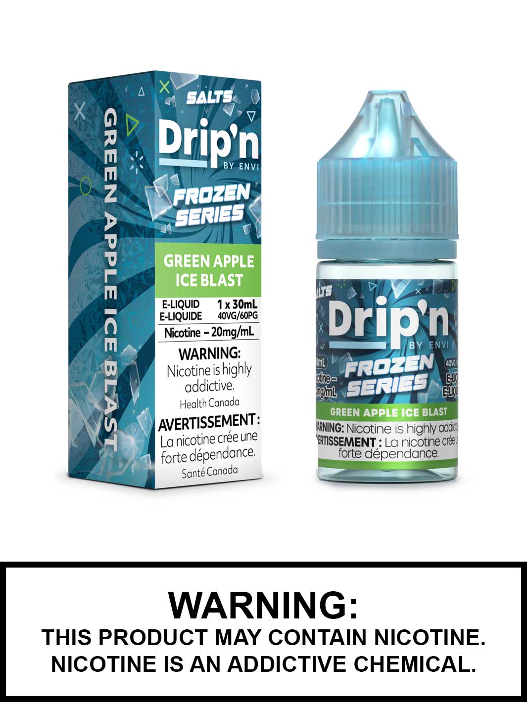 Green Apple Ice Blast Dripn By Envi Salt Nic Vape Juice, Drip'n Vape, Frozen Series, Vape360 Canada