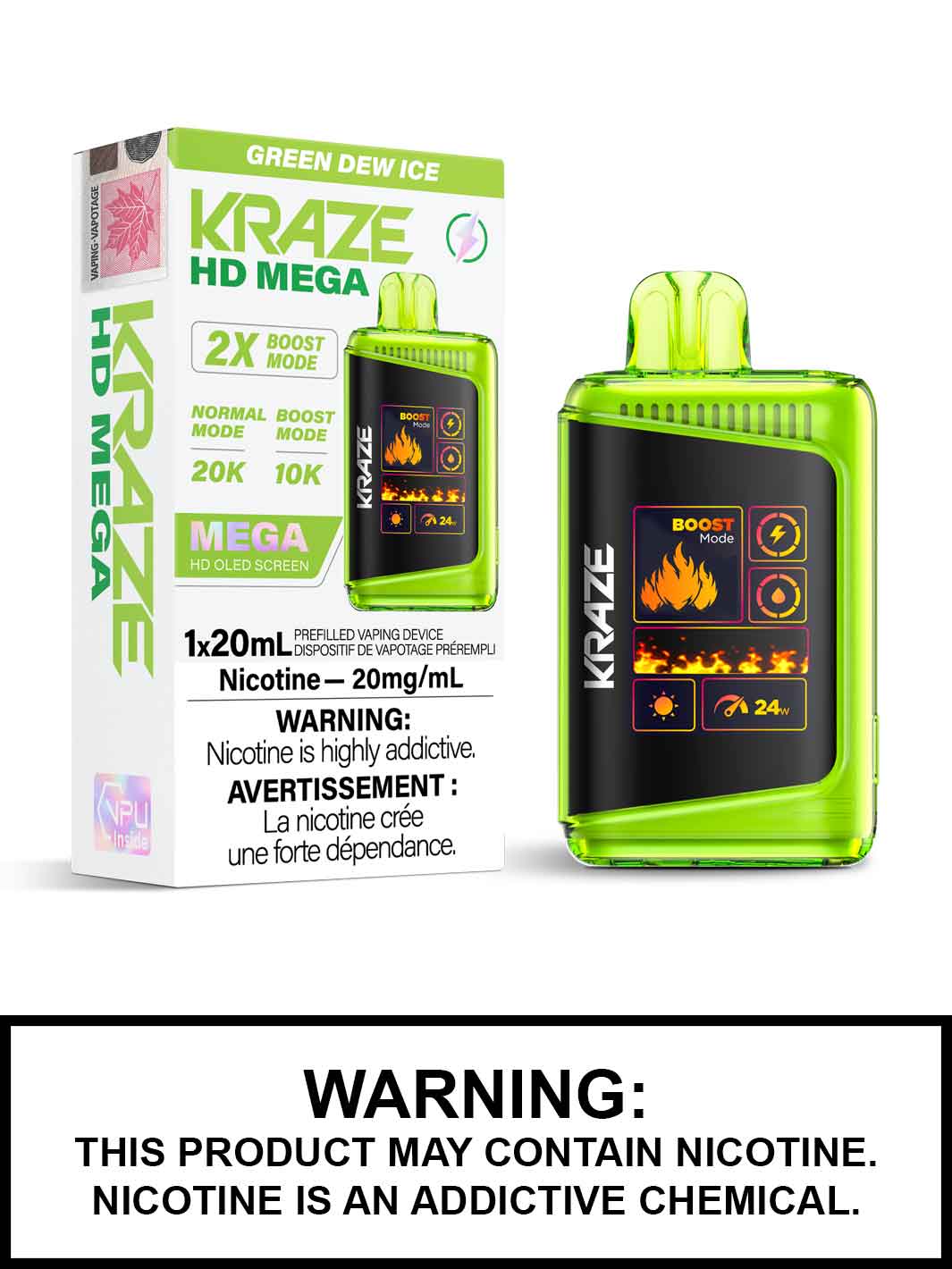 Green Dew Ice Kraze HD Mega Disposable Vape, Kraze Vape, Vape360 Canada