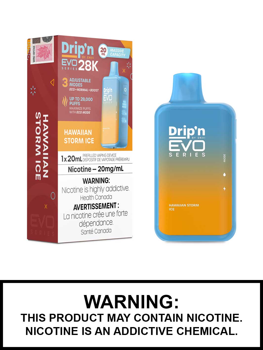 Hawaiian Storm Ice Dripn EVO 28K Disposable Vape by ENVI, Vape360 Canada