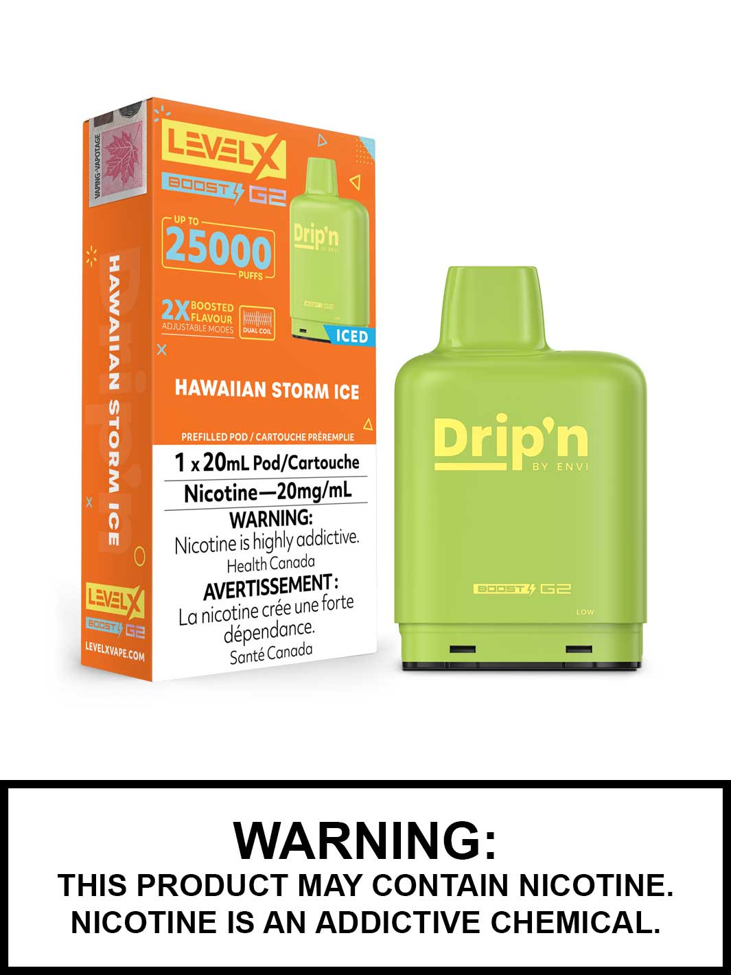 Hawaiian Storm Ice Drip'n Level X Boost G2 Pods, Level X Vape, Vape360 Canada