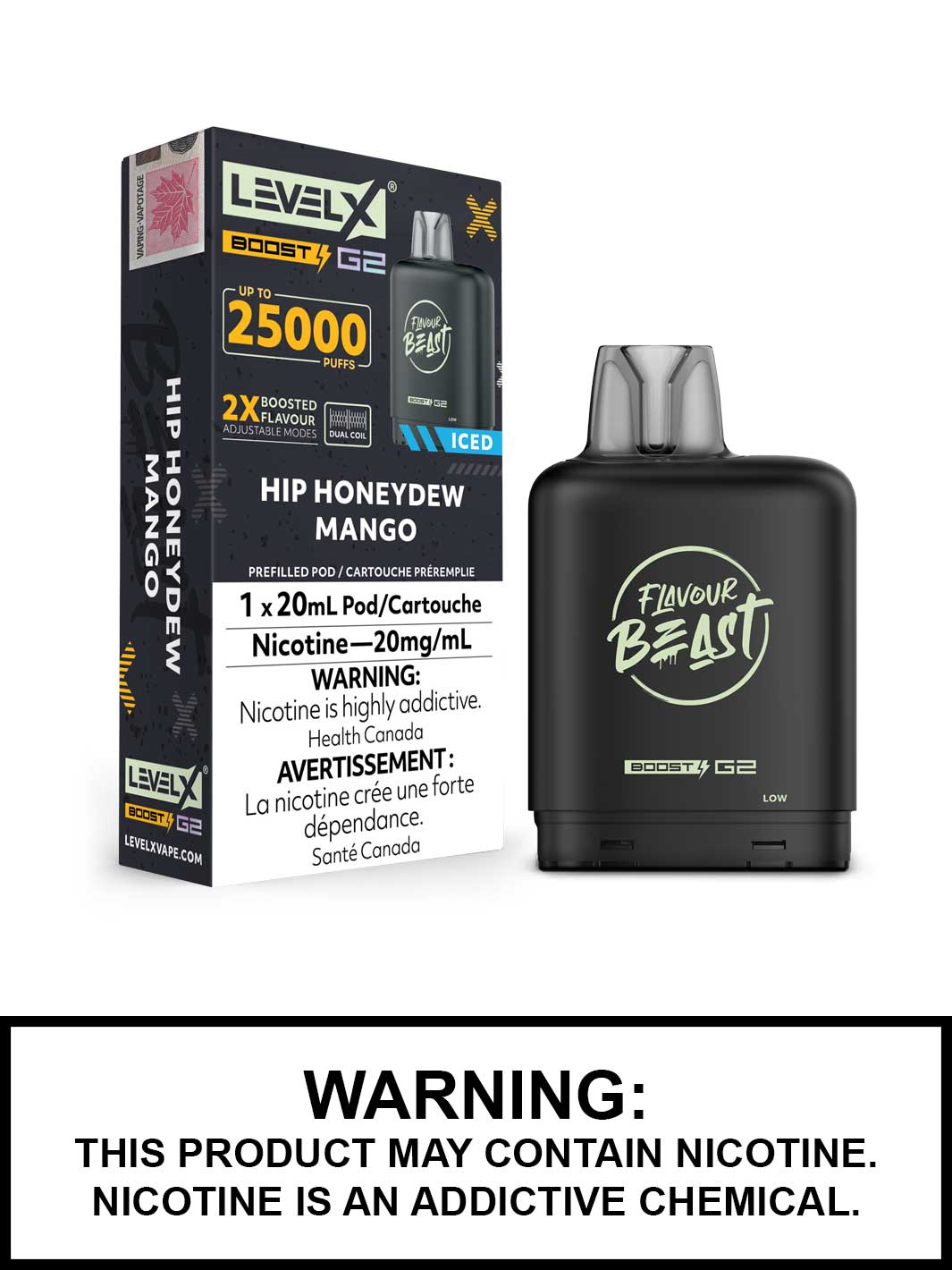 Hip Honeydew Mango Iced Flavour Beast Level X Boost G2 Pods, Level X Vape, Vape360 Canada