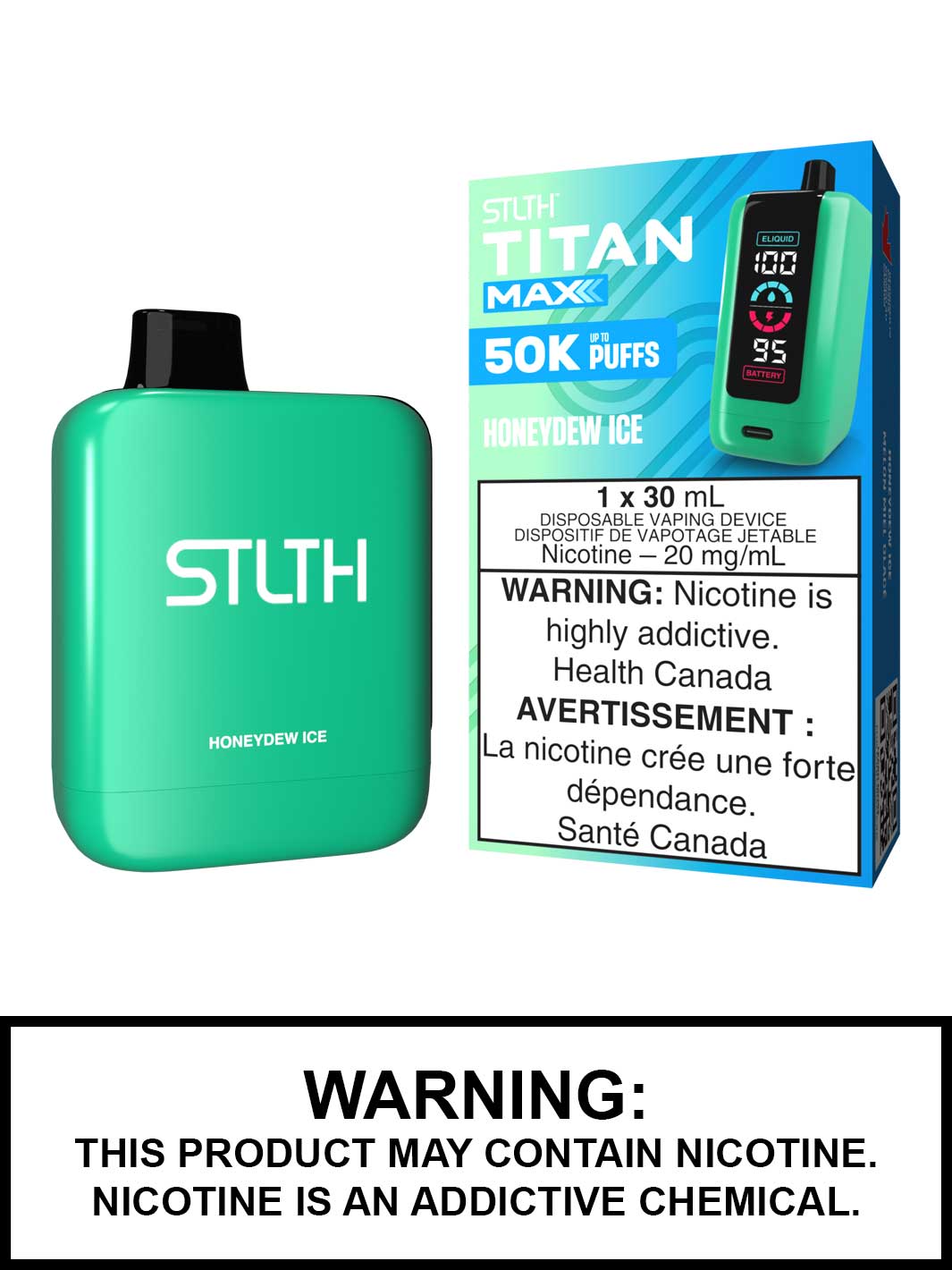 Honeydew Ice STLTH Titan Max Disposable Vape, 50K STLTH Vape, Vape360 Canada