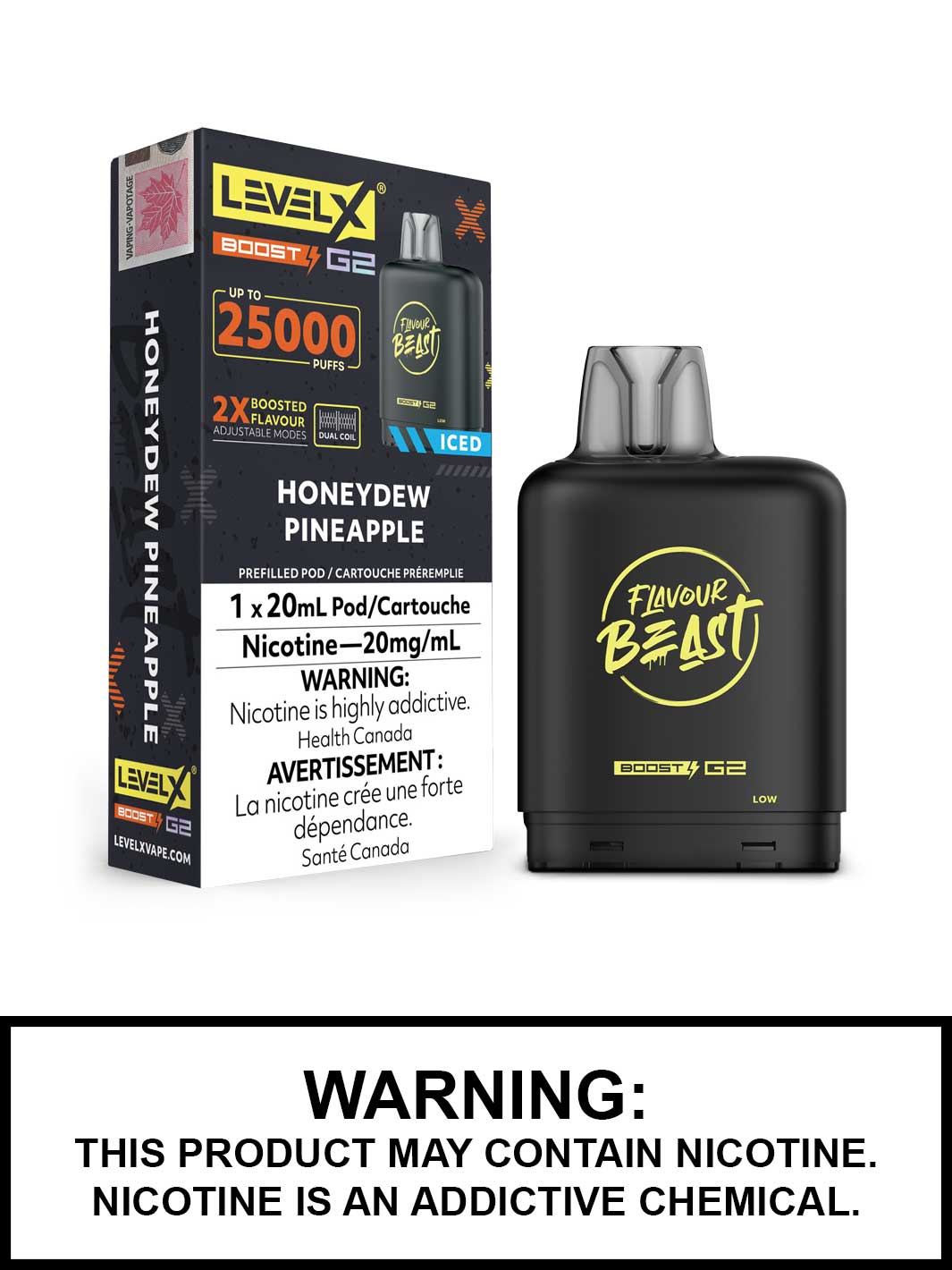 Honeydew Pineapple Iced Flavour Beast Level X Boost G2 Pods, Level X Vape, Vape360 Canada