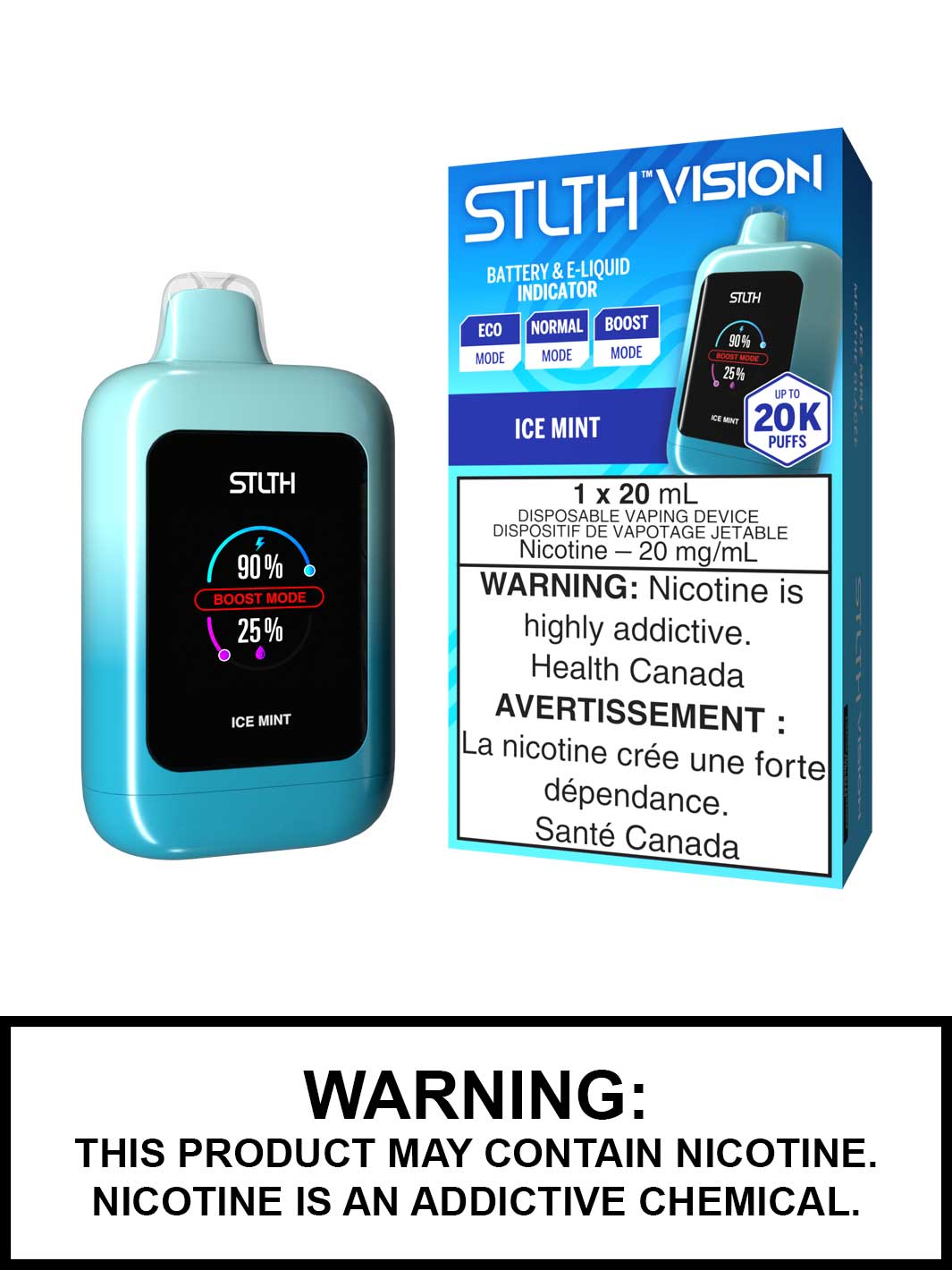 Ice Mint STLTH Vision Disposable Vape, STLTH Vape, Vape360 Canada