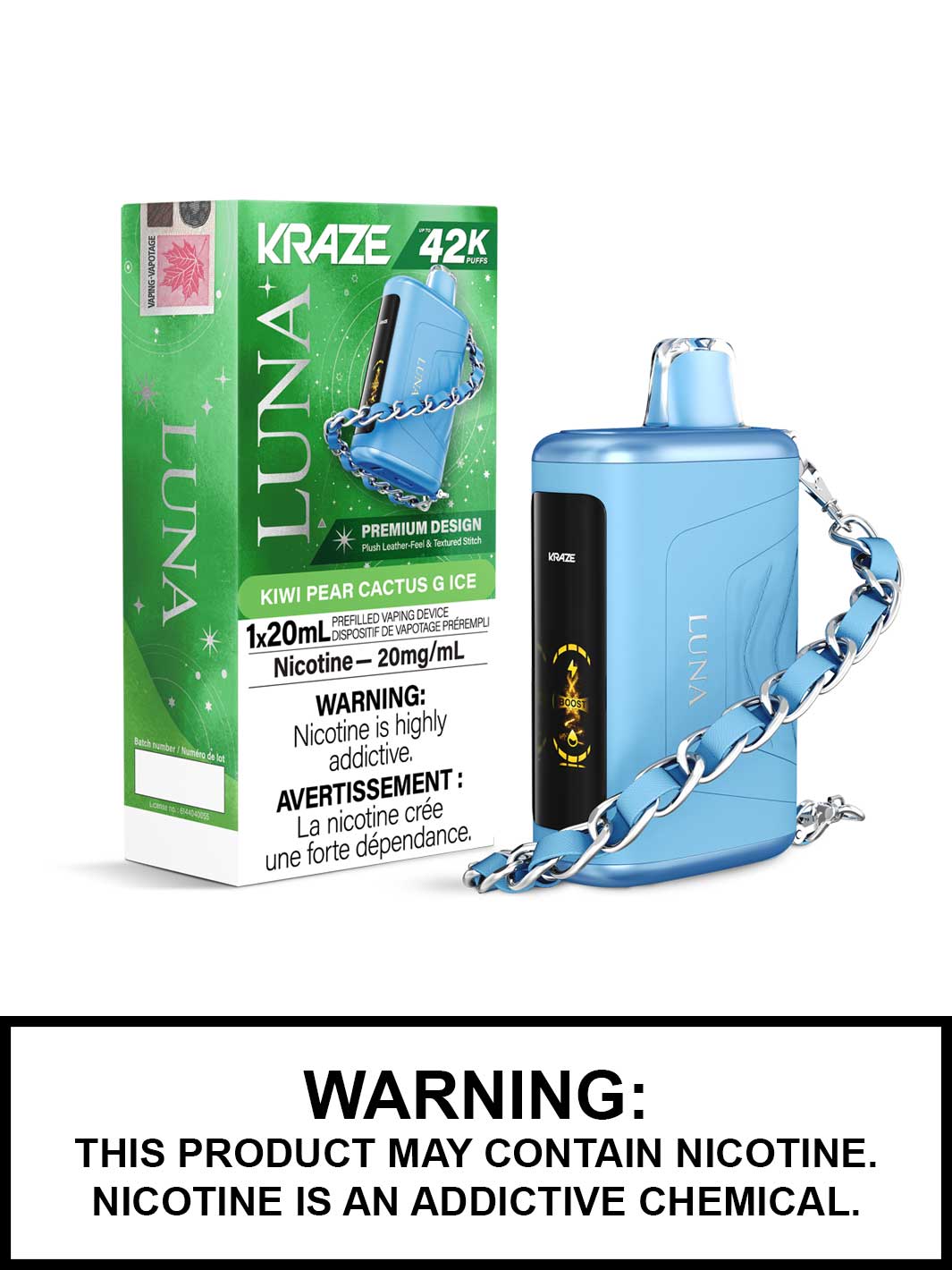 Kiwi Pear Cactus G Ice Kraze Luna Disposable Vape, Kraze Vape, Kraze 42K, Vape360 Canada