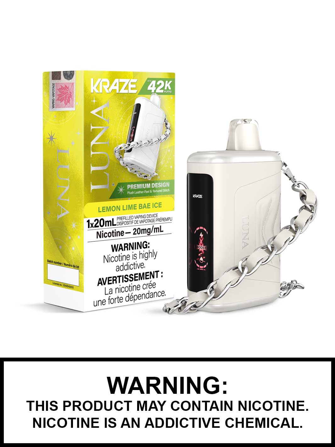 Lemon Lime Bae Ice Kraze Luna Disposable Vape, Kraze Vape, Kraze 42K, Vape360 Canada