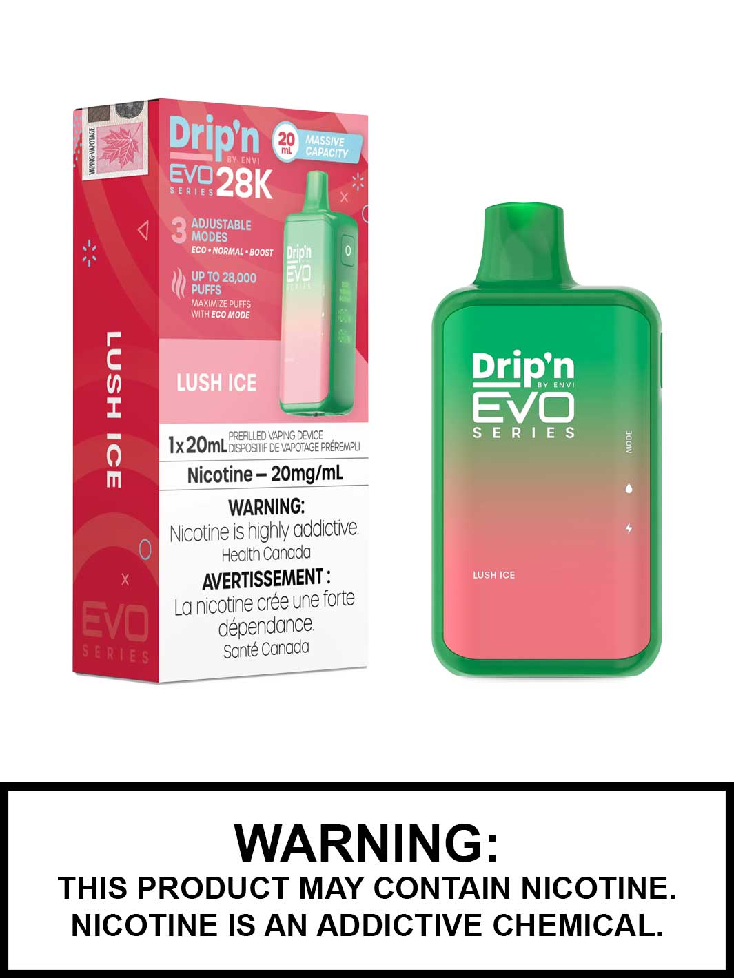 Lush Ice Dripn EVO 28K Disposable Vape by ENVI, Vape360 Canada