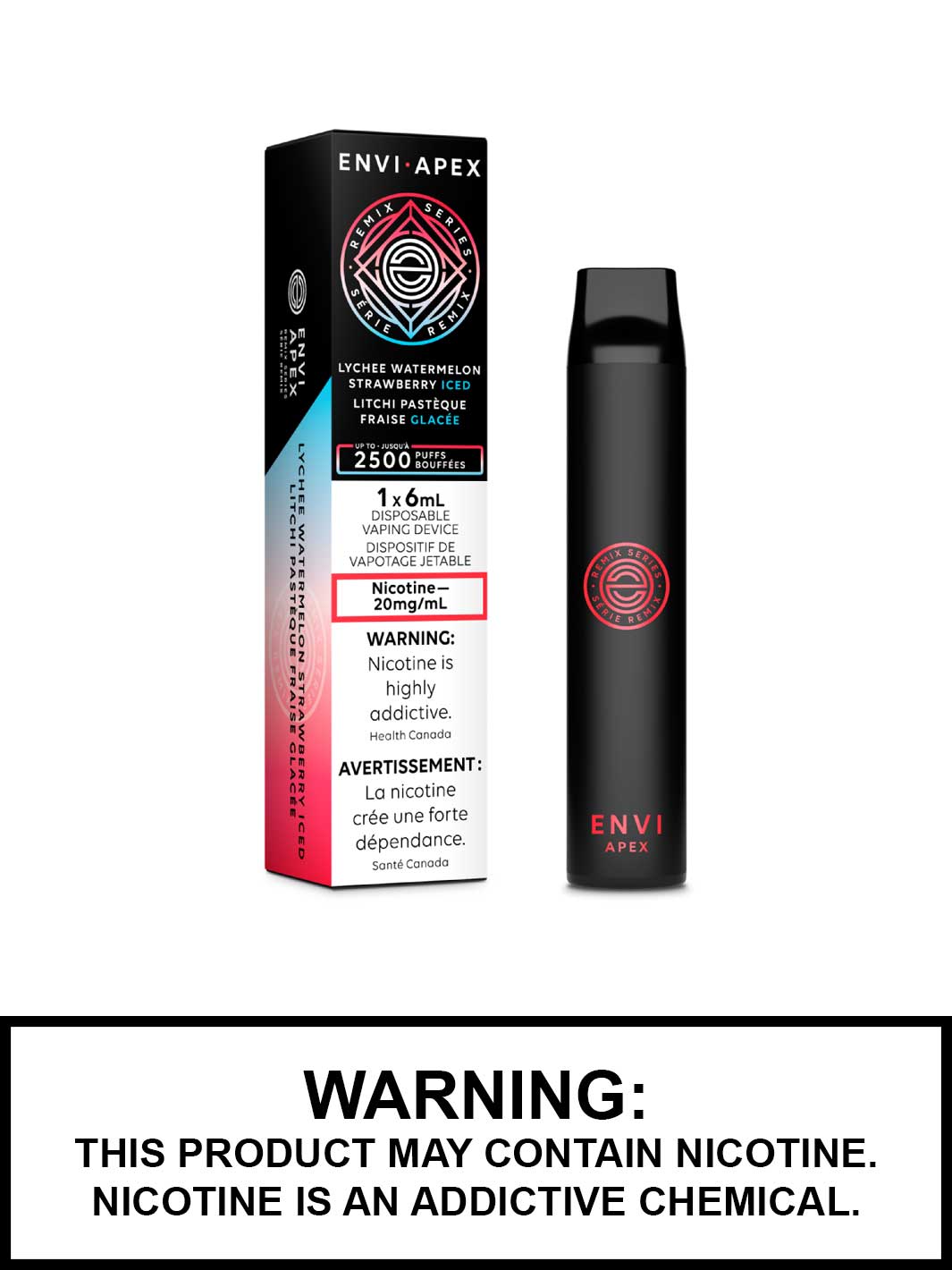 Lychee Watermelon Strawberry Iced Envi Apex Disposable Vape, Envi Vape, Envi Apex 2500, Vape360 Canada