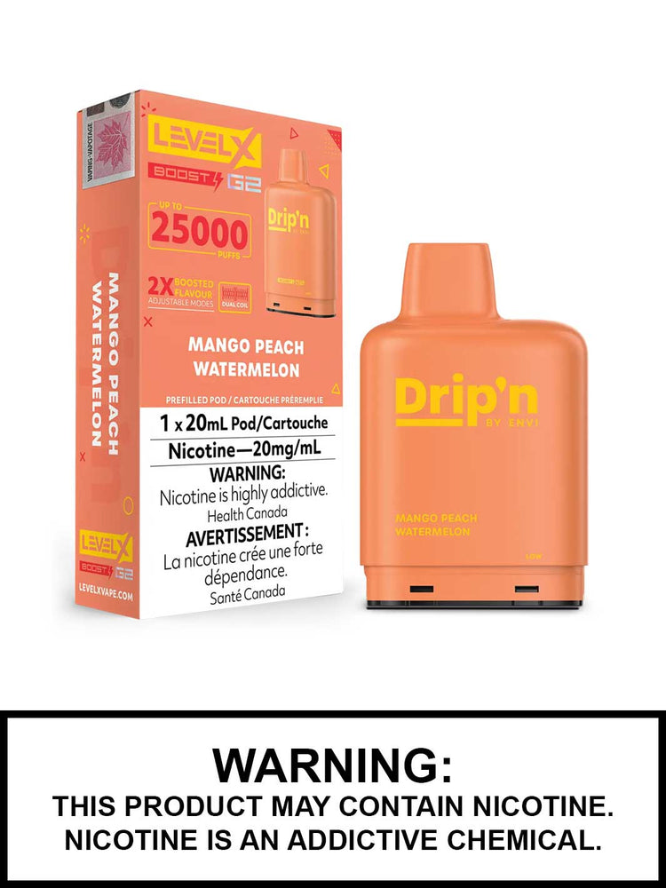 Mango Peach Watermelon Drip'n Level X Boost G2 Pods, Level X Vape, Vape360 Canada