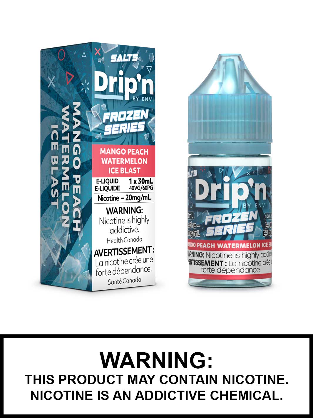 Mango Peach Watermelon Ice Blast Dripn By Envi Salt Nic Vape Juice, Drip'n Vape, Frozen Series, Vape360 Canada