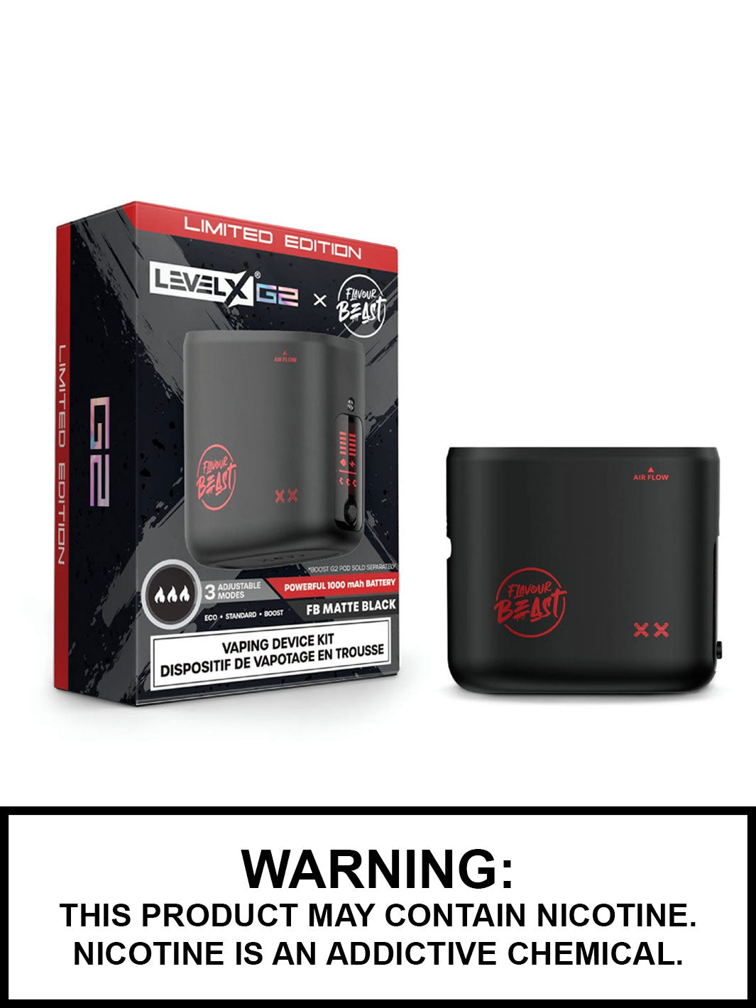 Matte Black Level X Boost G2 Battery, Level X Vape, Vape360 Canada