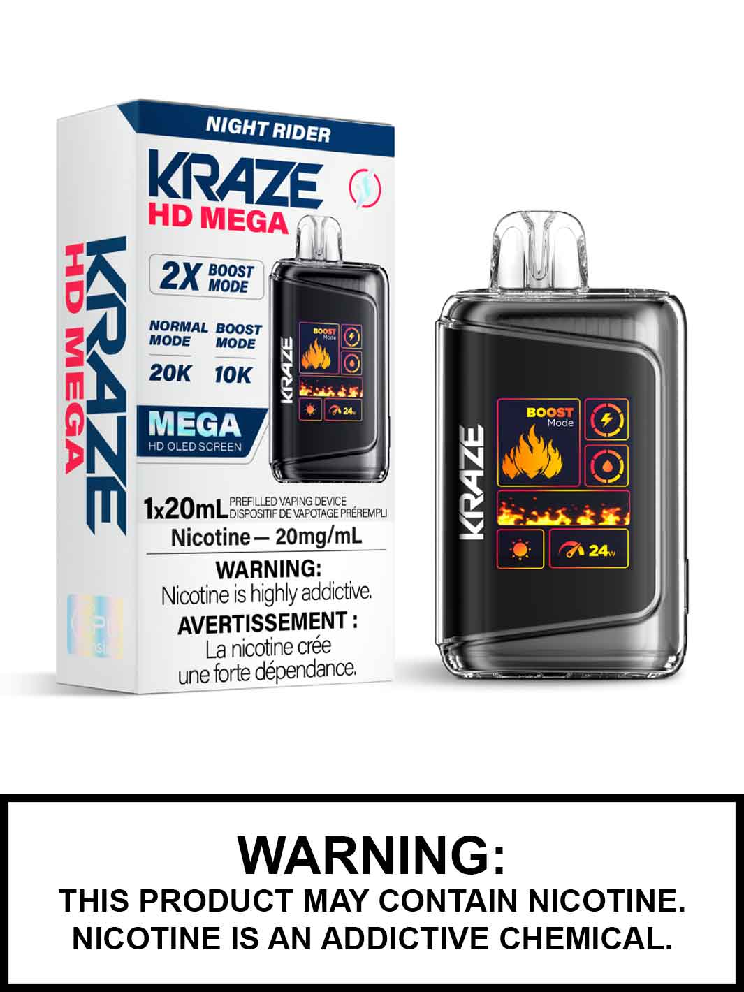 Night Rider Kraze HD Mega Disposable Vape, Kraze Vape, Vape360 Canada