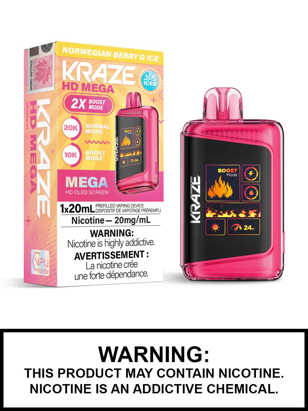 Norwegian Berry G Ice Kraze HD Mega Disposable Vape, Kraze Vape, Vape360 Canada