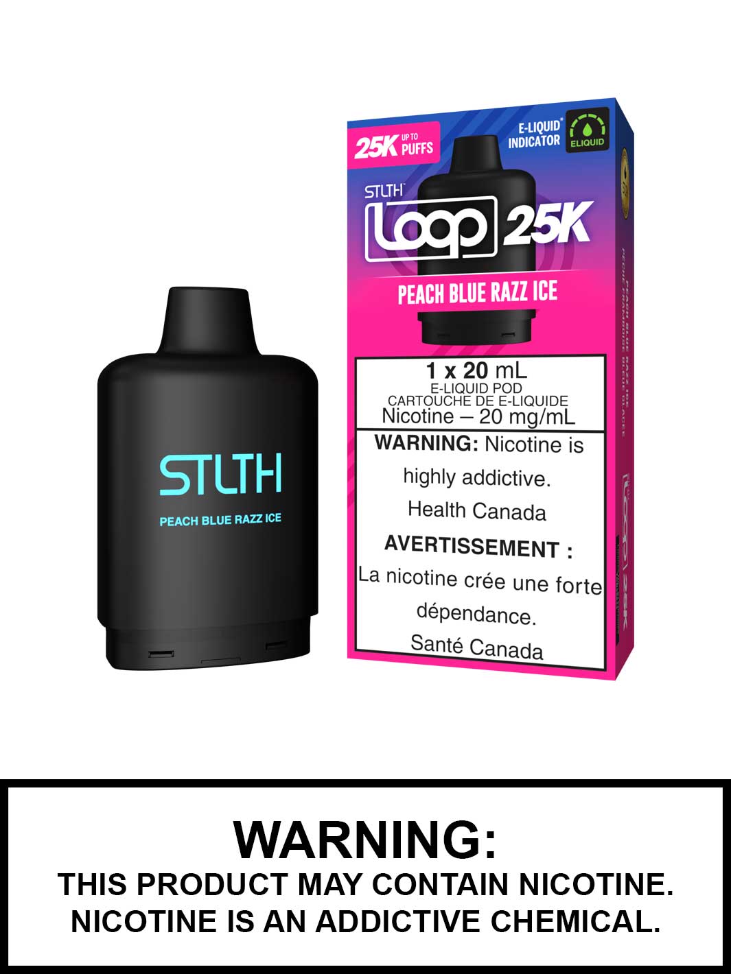 Peach Blue Razz Ice STLTH Loop 25K Pods, STLTH Vape, Vape360 Canada