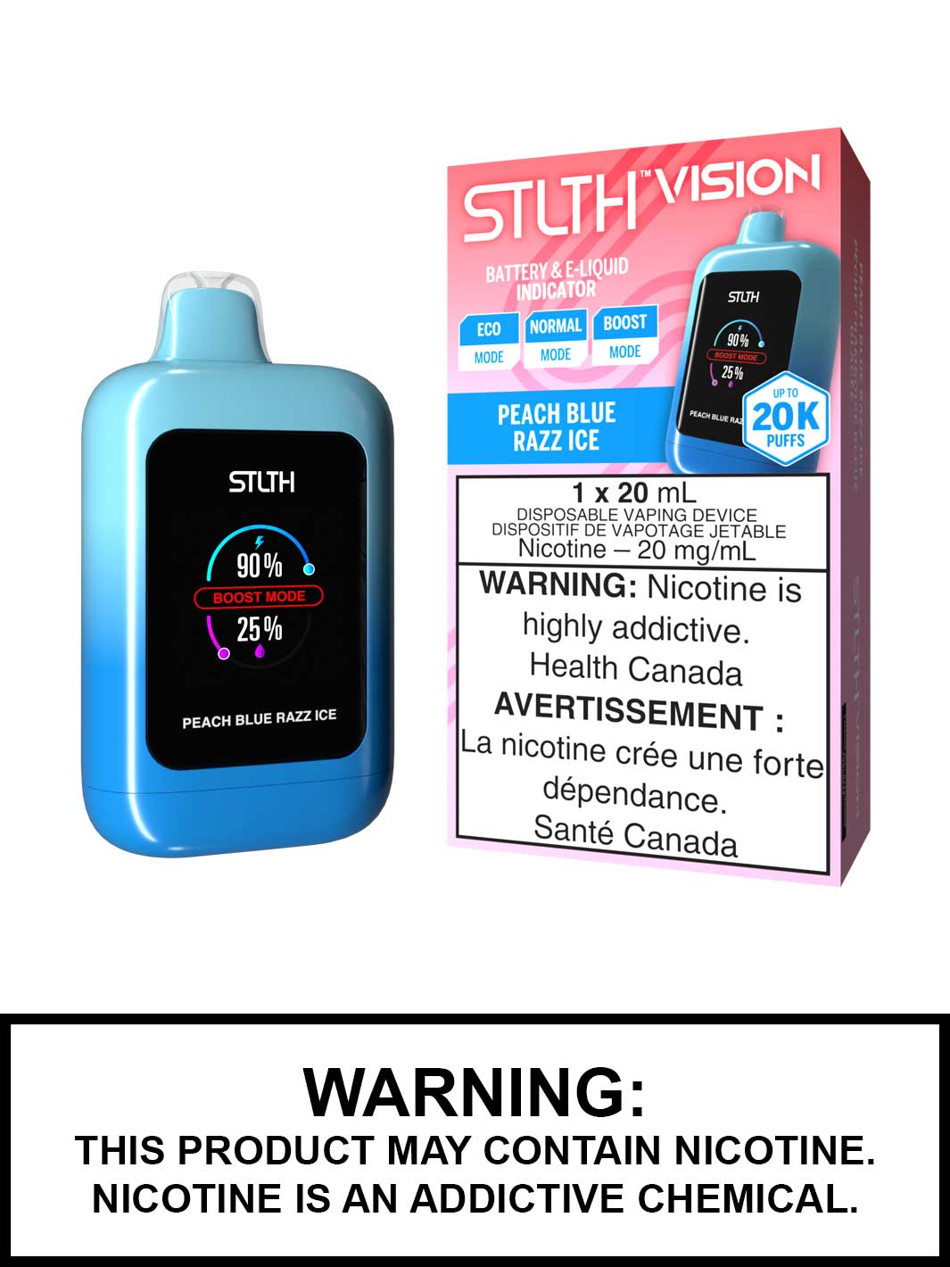 Peach Blue Razz Ice STLTH Vision Disposable Vape, STLTH Vape, Vape360 Canada