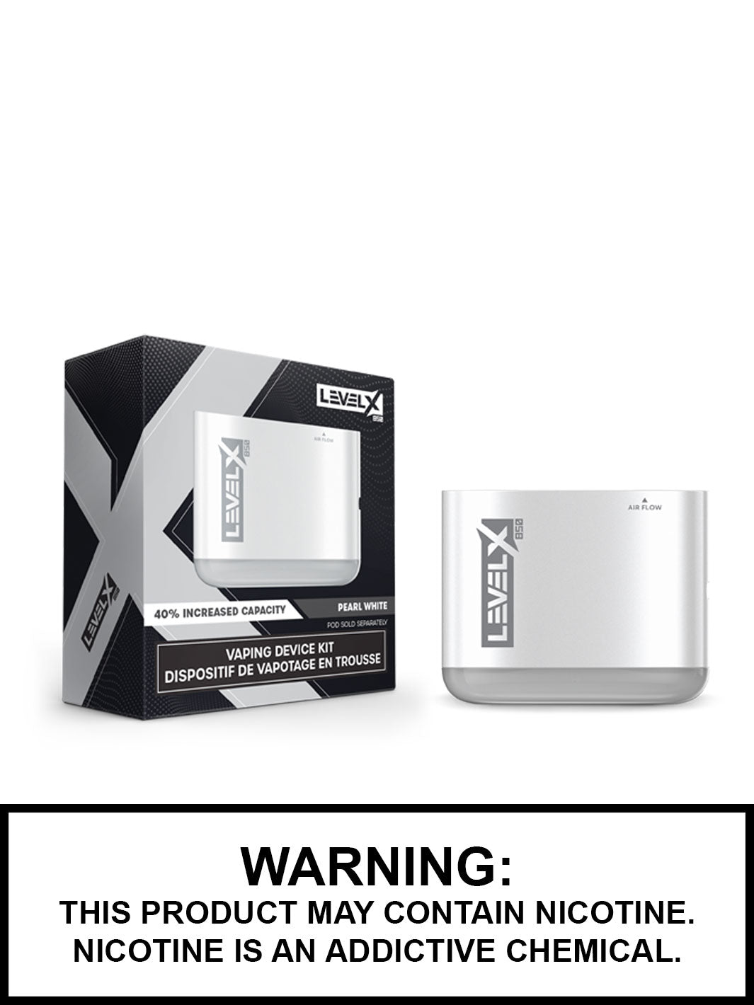 Pearl White Level X Pod Vape 850mAh Vape Device, Vape360 Canada