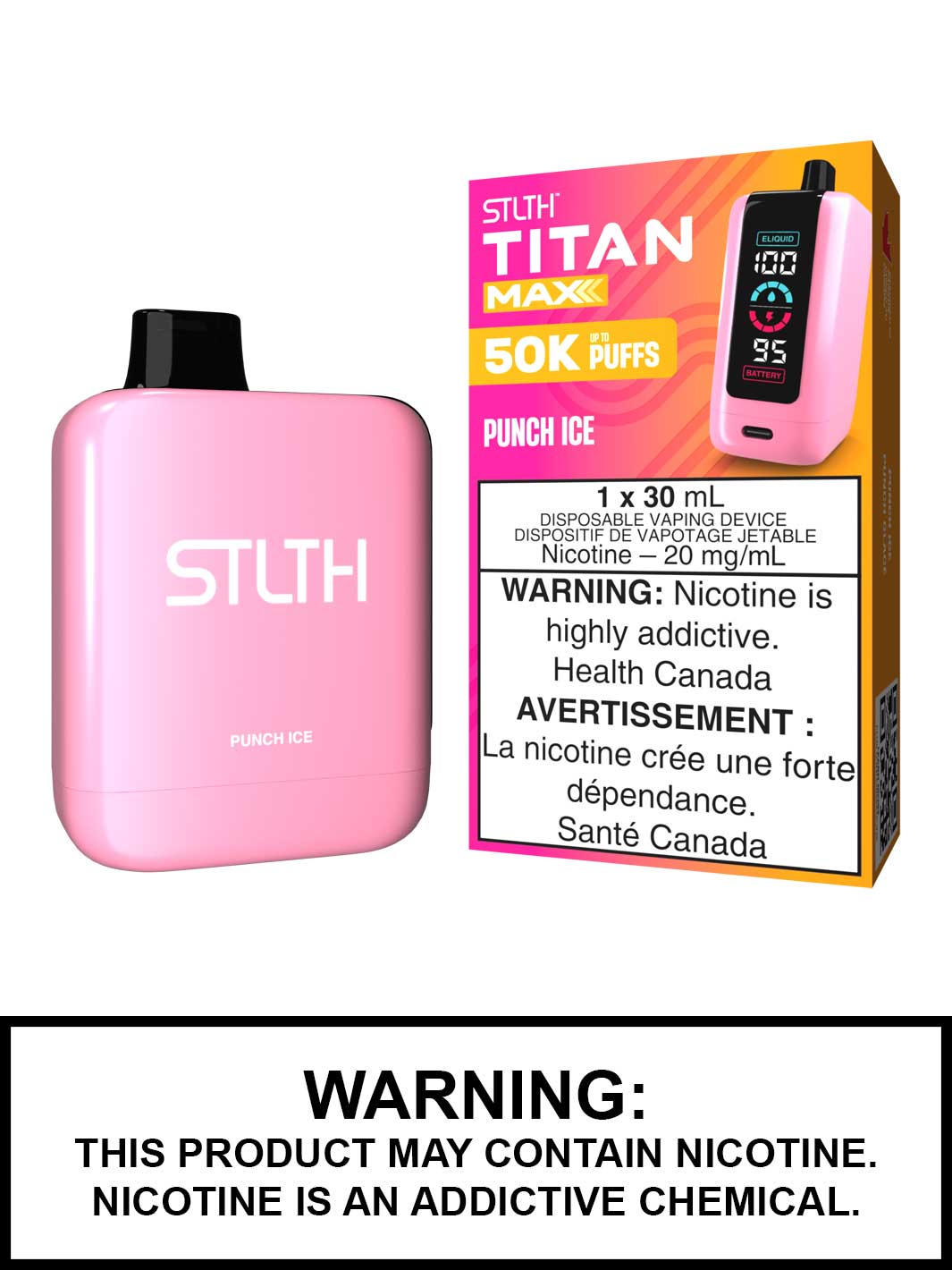 Punch Ice STLTH Titan Max Disposable Vape, 50K STLTH Vape, Vape360 Canada