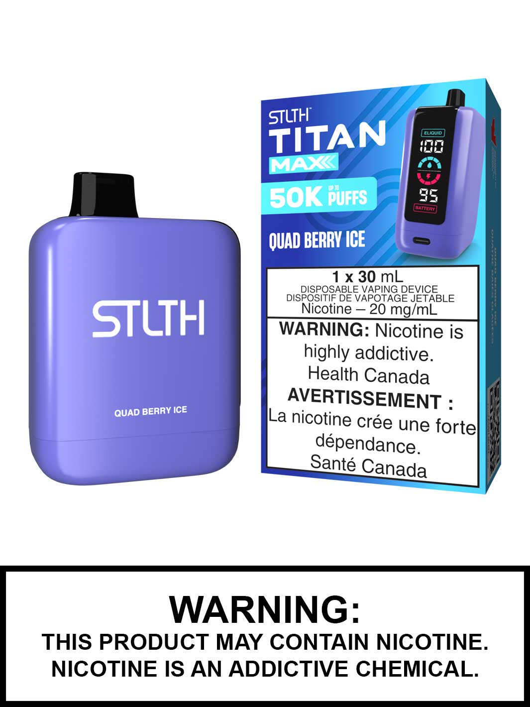 Quad Berry Ice STLTH Titan Max Disposable Vape, 50K STLTH Vape, Vape360 Canada