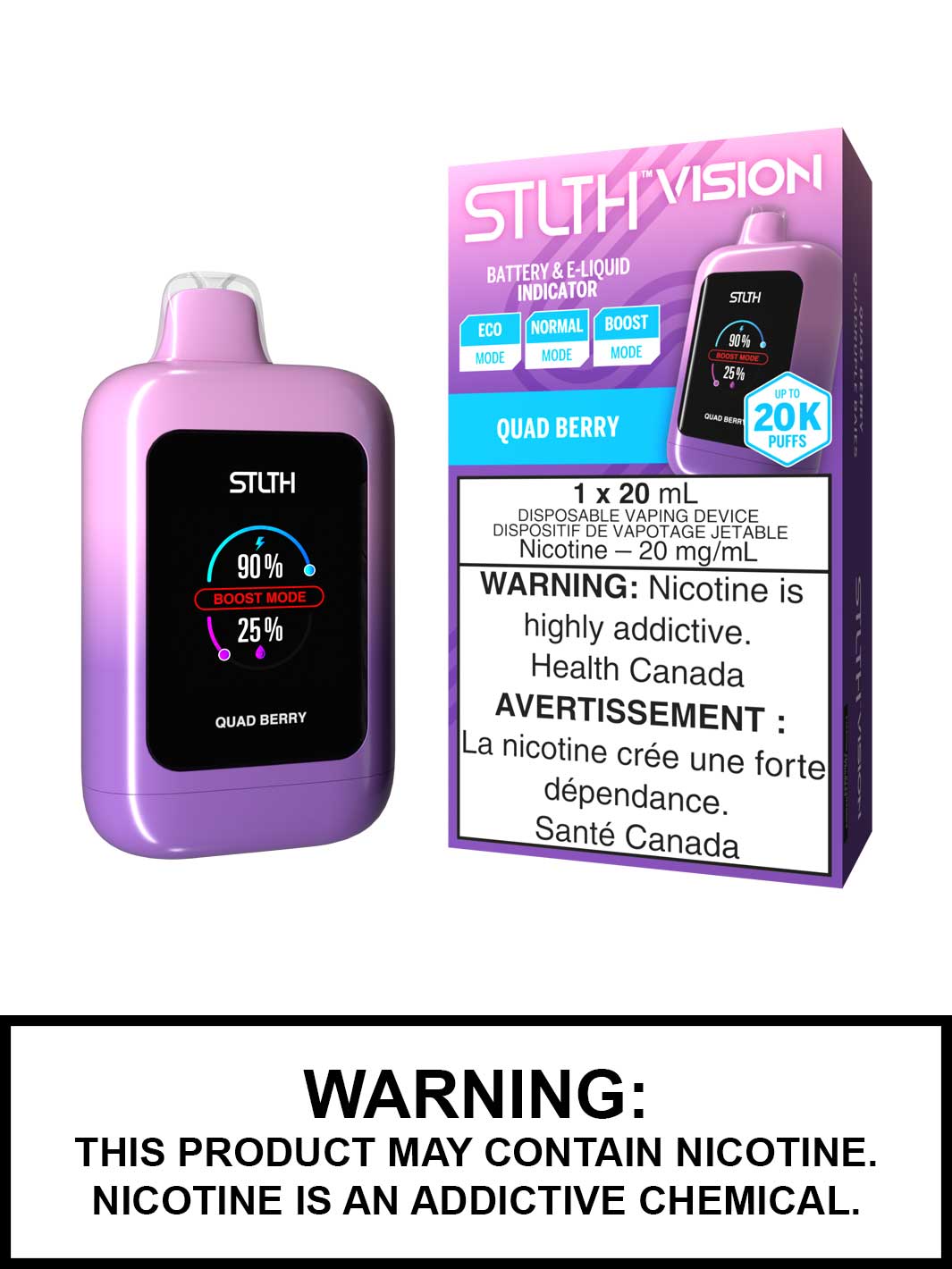 Quad Berry STLTH Vision Disposable Vape, STLTH Vape, Vape360 Canada