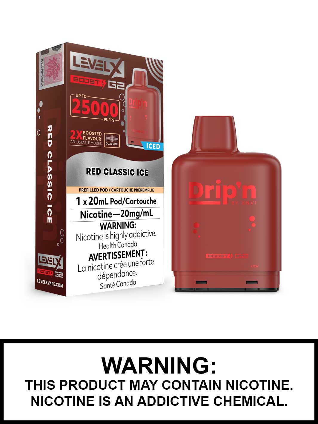 Red Classic Ice Drip'n Level X Boost G2 Pods, Level X Vape, Vape360 Canada