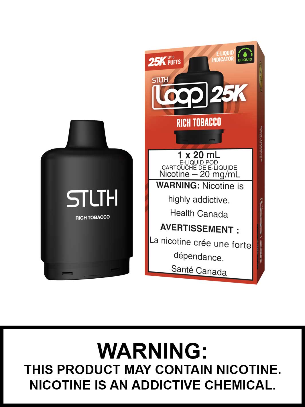 Rich Tobacco STLTH Loop 25K Pods, STLTH Vape, Vape360 Canada