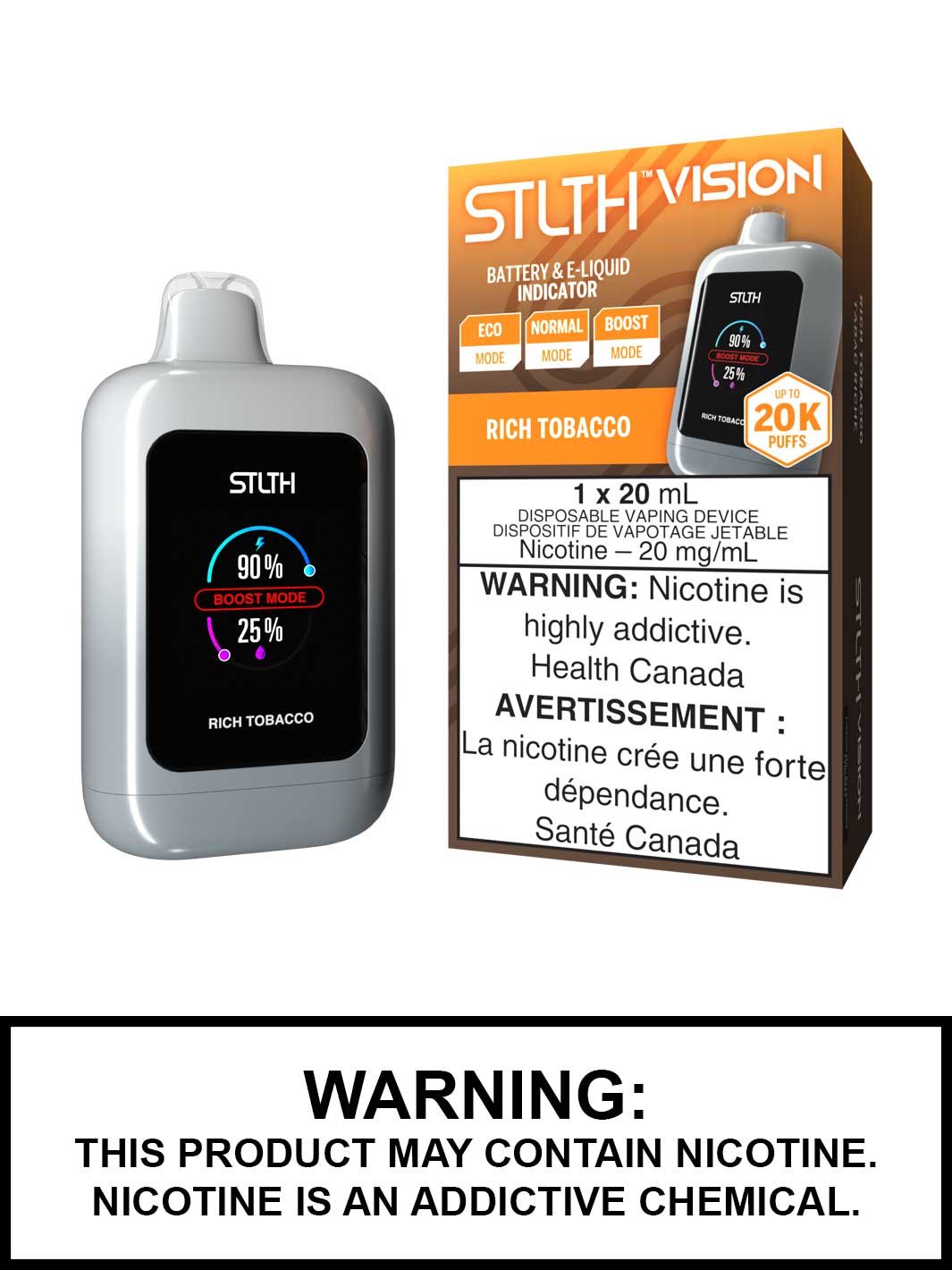 Rich Tobacco STLTH Vision Disposable Vape, STLTH Vape, Vape360 Canada