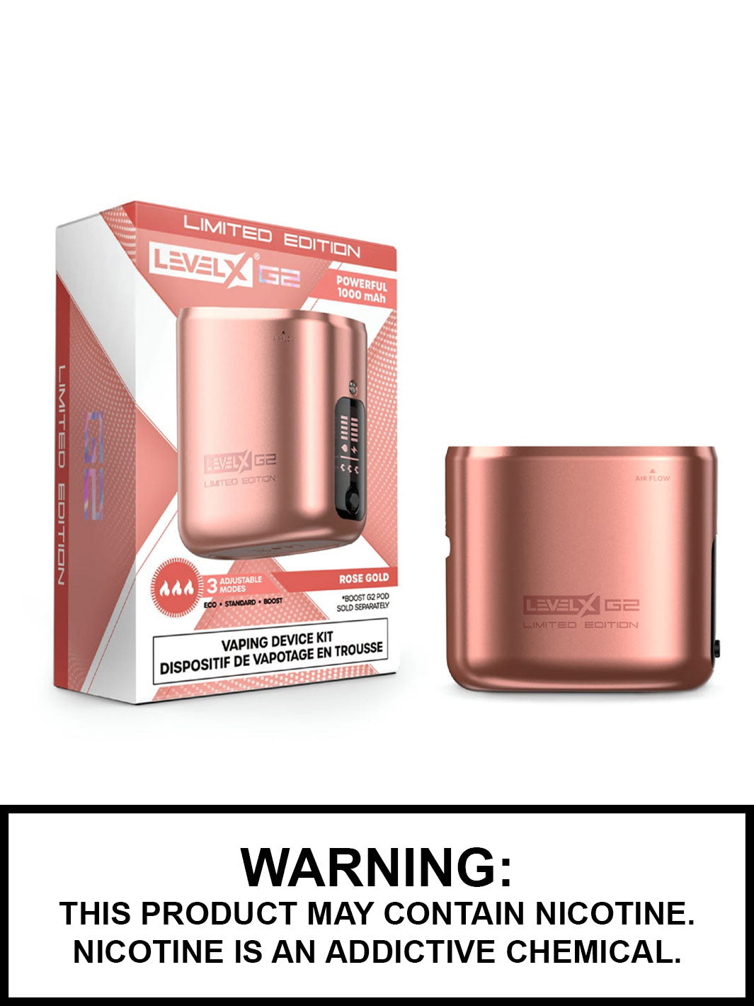 Rose Gold Level X Boost G2 Battery, Level X Vape, Vape360 Canada